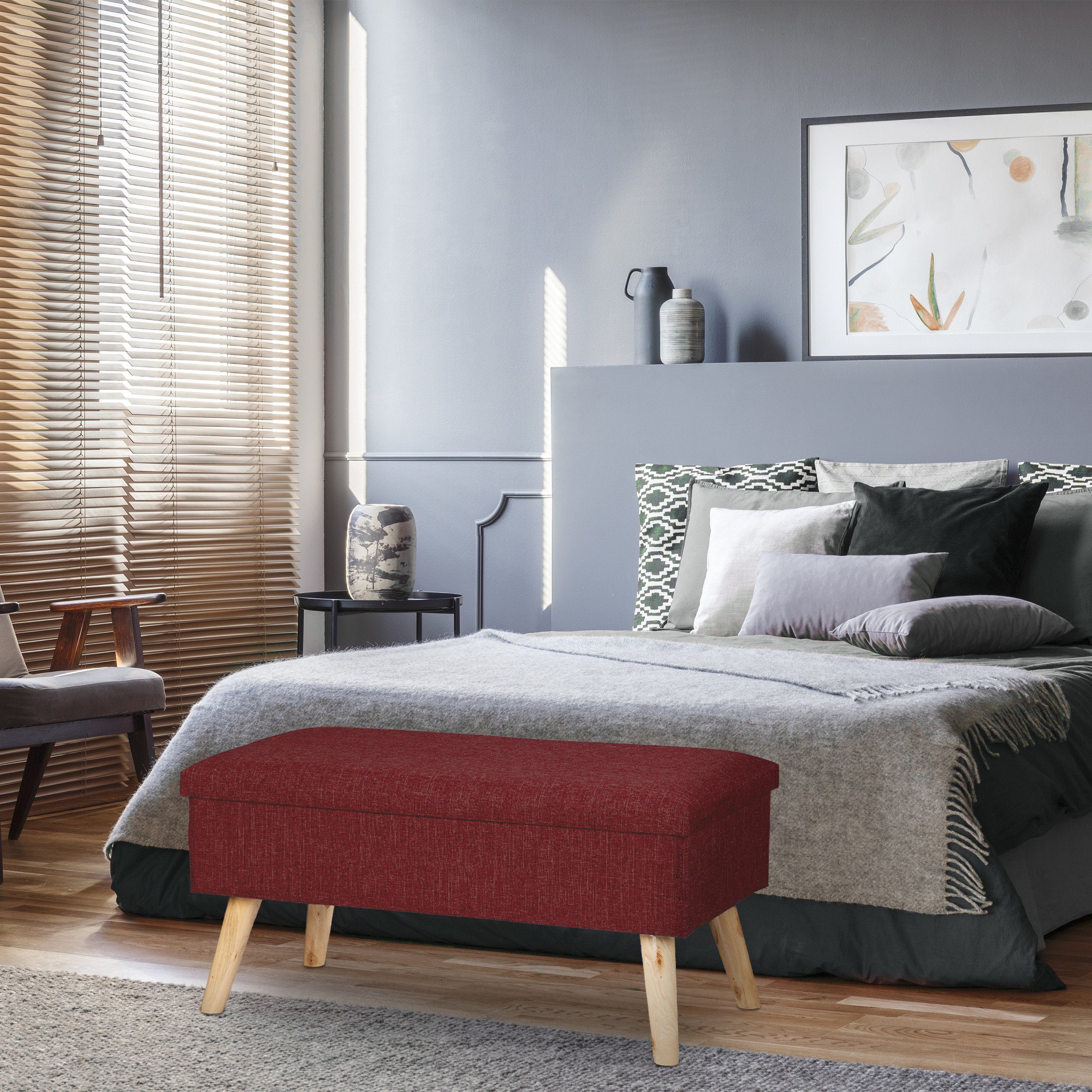 relaxdays Sitzbank mit Stauraum, Dunkelrot