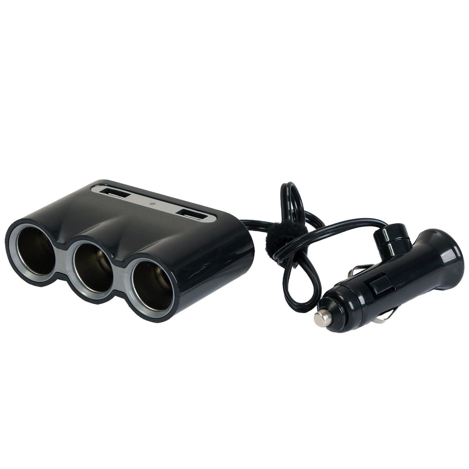 Filmer Zigarettenanzünder-Verteiler 3x Verteiler 12V Zigarettenanzünder mit 2 USB, Doppel-Steckdose Auto Strom-Adapter Montagezubehör