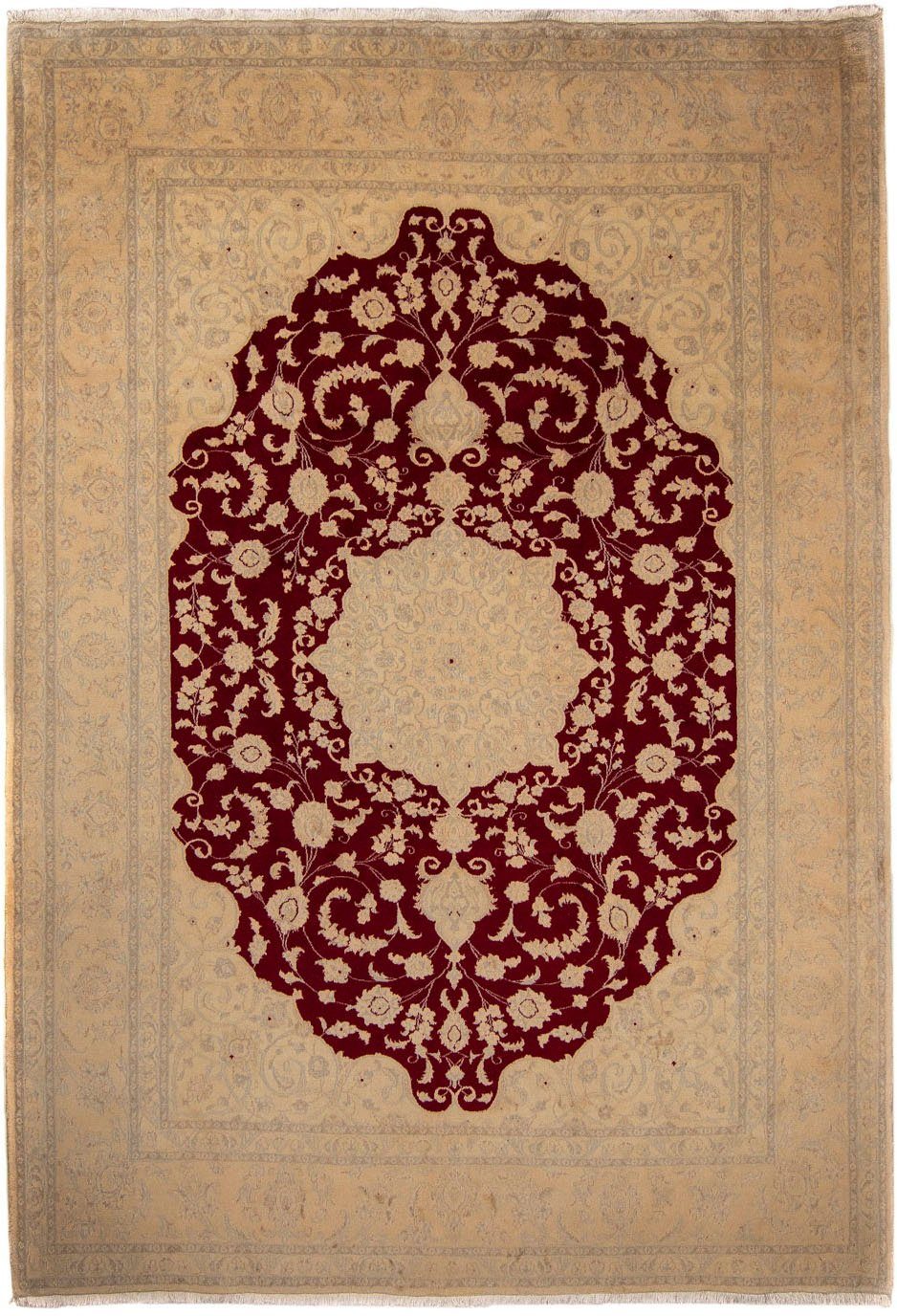 Hochflor-Läufer Nain Blumenmuster Rosso scuro 382 x 83 cm, morgenland, rechteckig, Höhe: 10 mm, Unikat mit Zertifikat