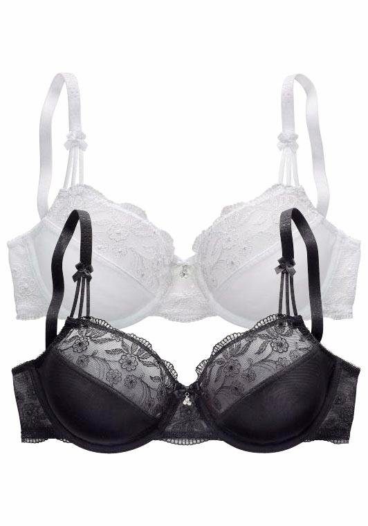 Nuance by Lascana Bügel-BH (Packung, 2 Stück) mit Stickereispitze, als Dessous-Set kombinierbar, große Größen – Bild 2 von 5