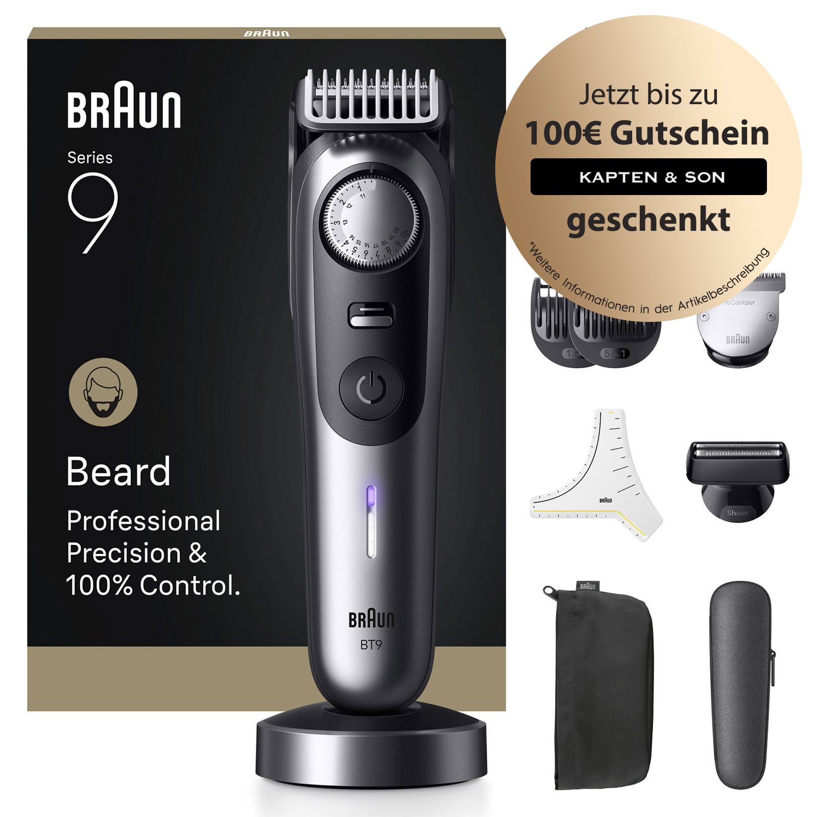 Braun Elektrorasierer BT9560, ProBlade, PowerBoost, AutoSense, 12 Tools, 52 Längen