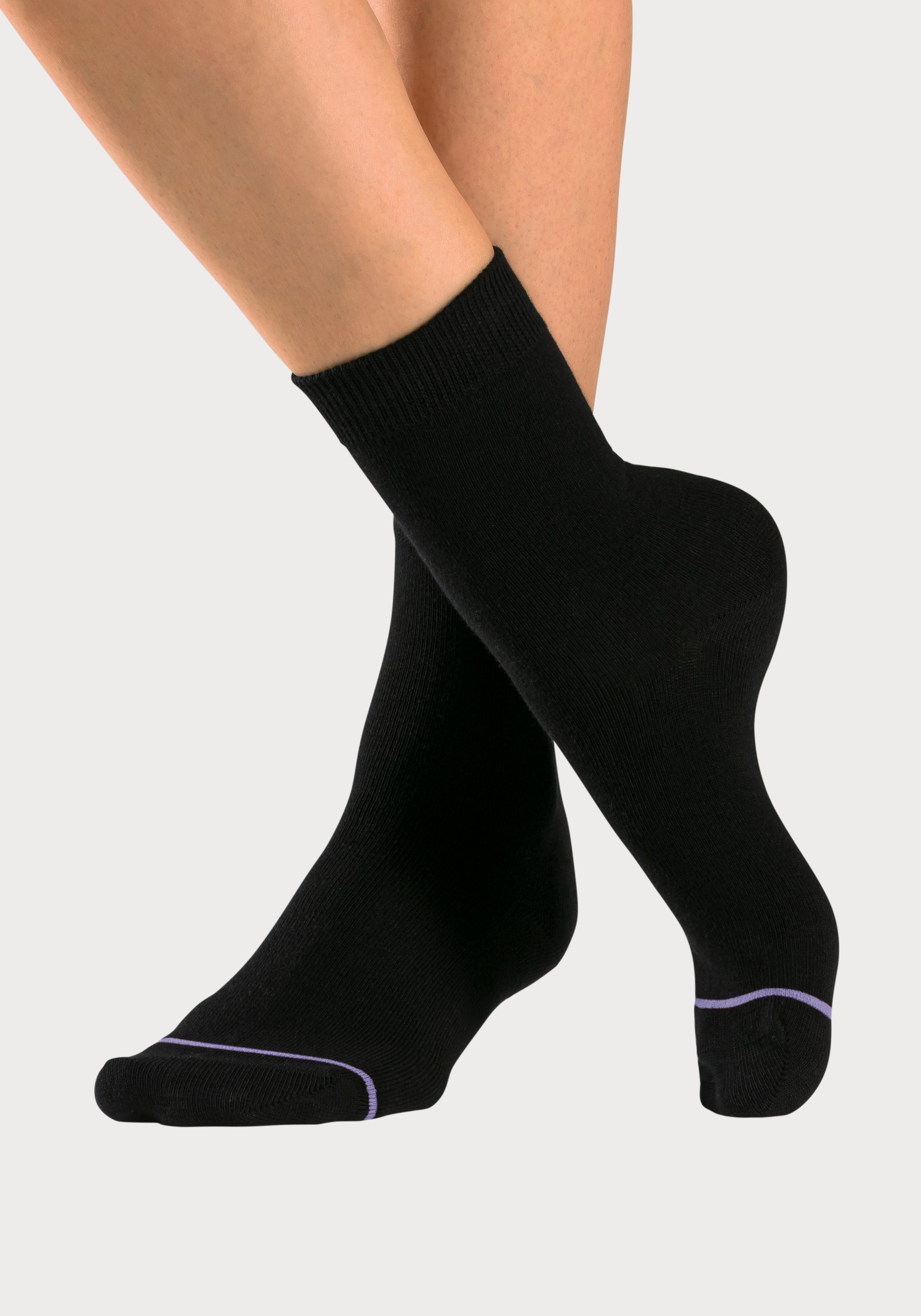 H.I.S Basicsocken Damen Herren Klassische Socken, Strümpfe (Packung, 7-Paar) mit eingestrickter farbiger Spitzennaht