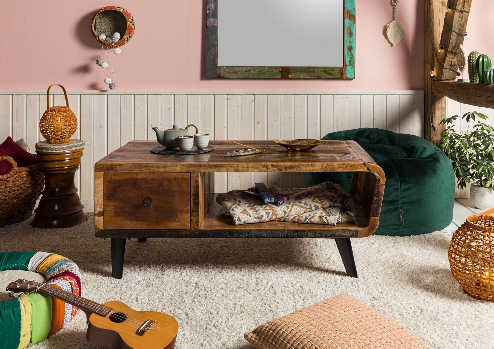 Massivmoebel24 Couchtisch Couchtisch Altholz 120x60x53 mehrfarbig günstig online kaufen