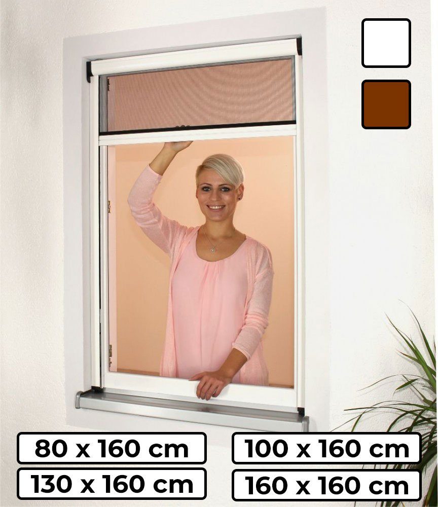 Insektenschutz-Tür Farben x Rollo Nematek® Fenster Insektenschutz 160 bis Aluminium Braun Nematek maximal in 160 cm verschiedenen für