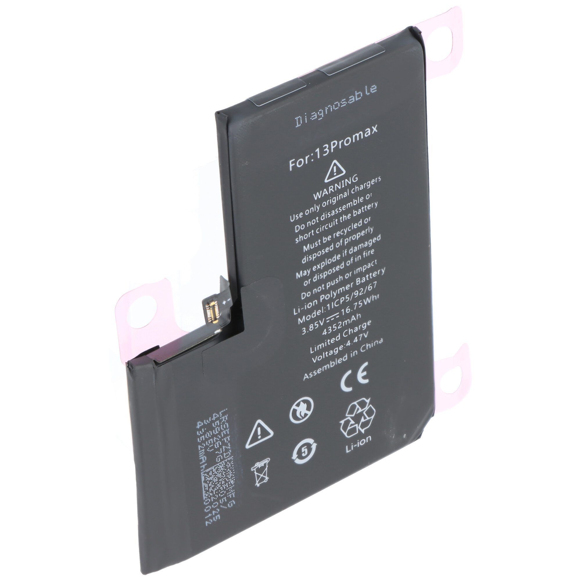 AccuCell Akku passend für Apple iPhone 13 Pro Max, diagnostizierbar, Li-Polyme Akku 4352 mAh (3,9 V)