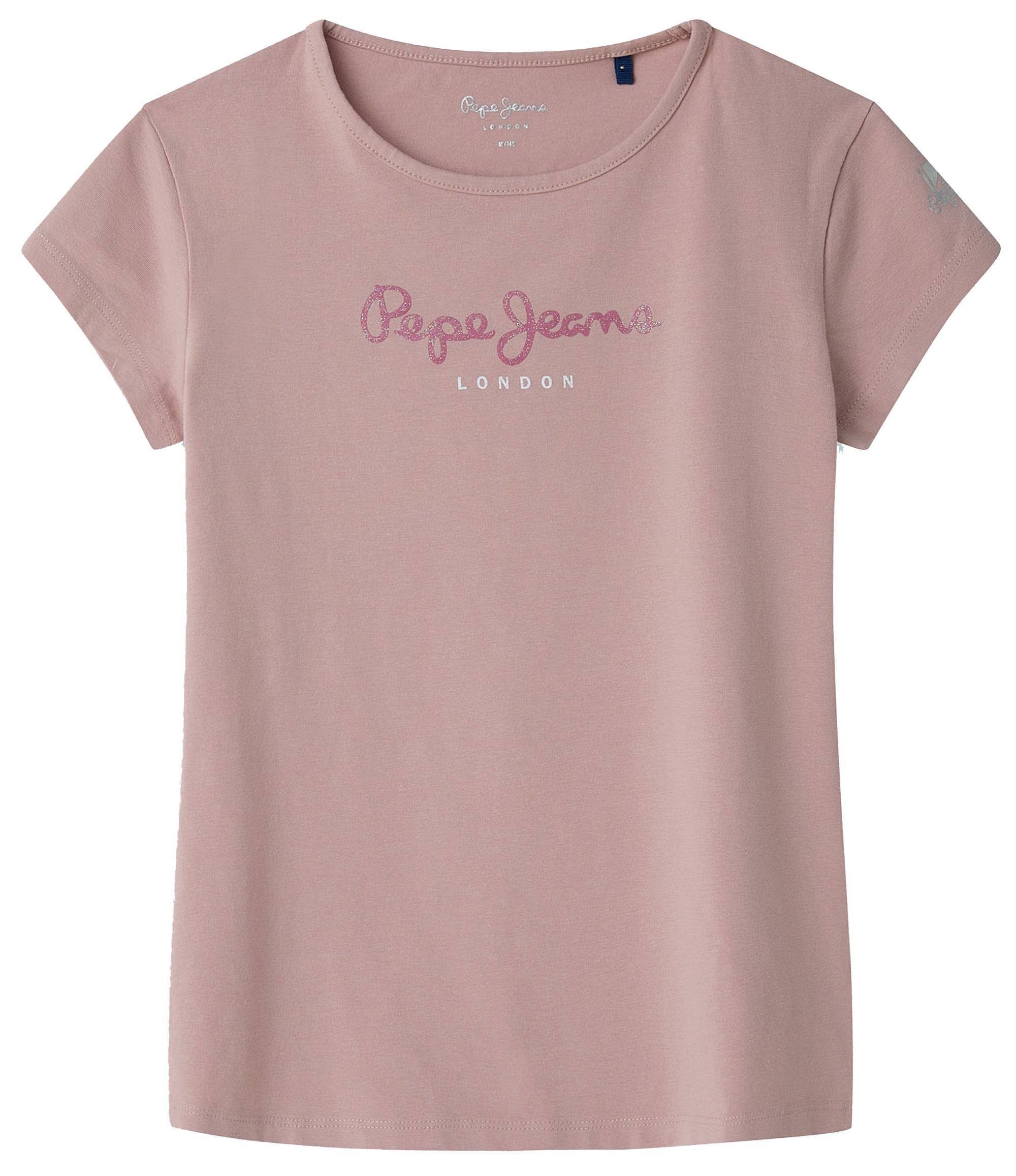 Pepe Jeans T-Shirt Mädchen T-Shirt - HANA GLITTER, Baumwolle Rosa