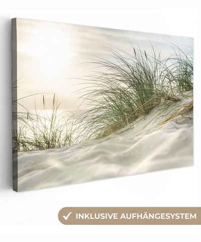 OneMillionCanvasses® Leinwandbild Dünen mit Strandhafer in der Sonne des Nationalparks, (1 St), Wandbild Leinwandbilder, Aufhängefertig, Wanddeko, 30x20 cm