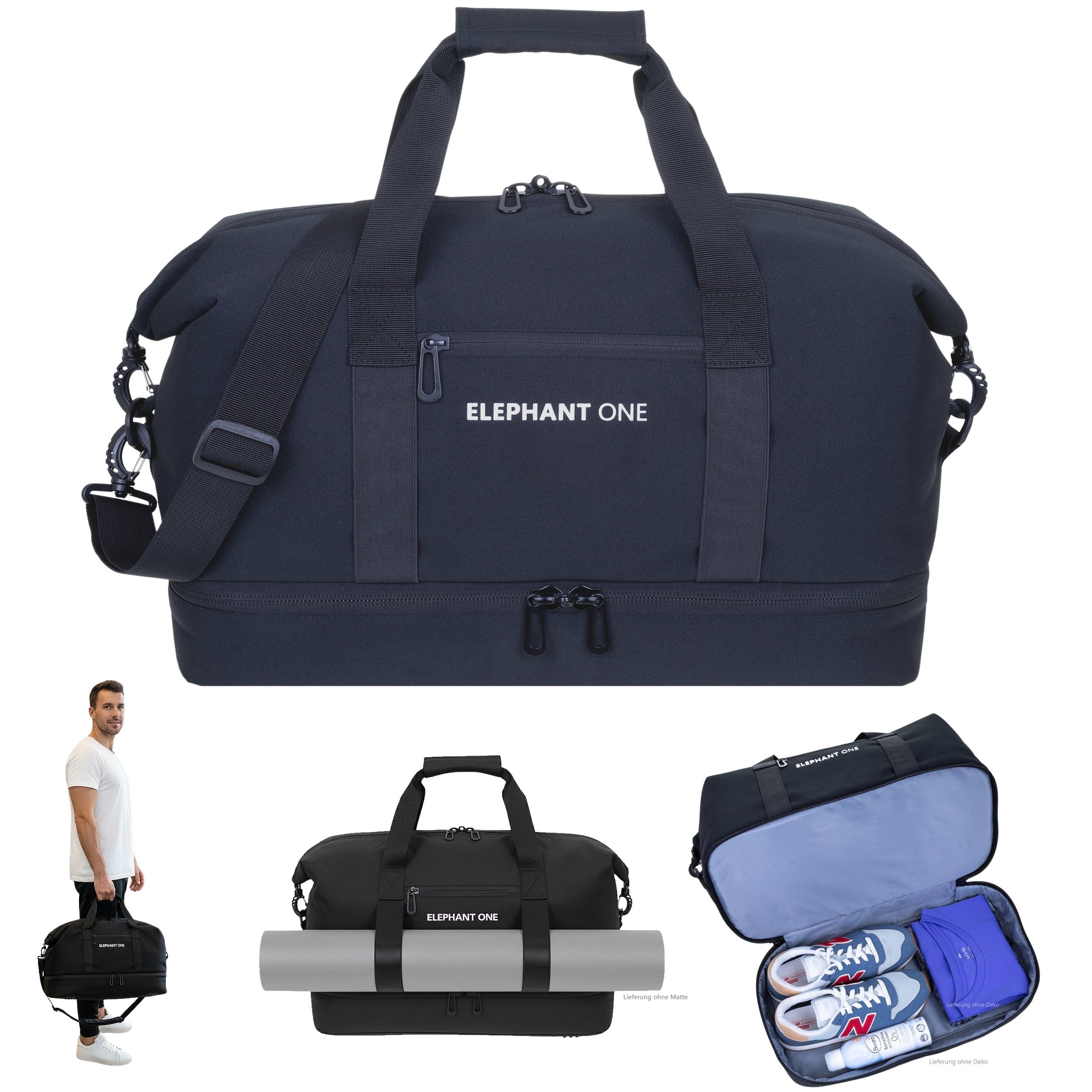 ELEPHANT Sporttasche Damen Herren Reisetasche Gym Schuhfach Innentaschen, Reisetasche Sport Tasche Schuhfach Vortasche 47 cm 30 L + Flasche