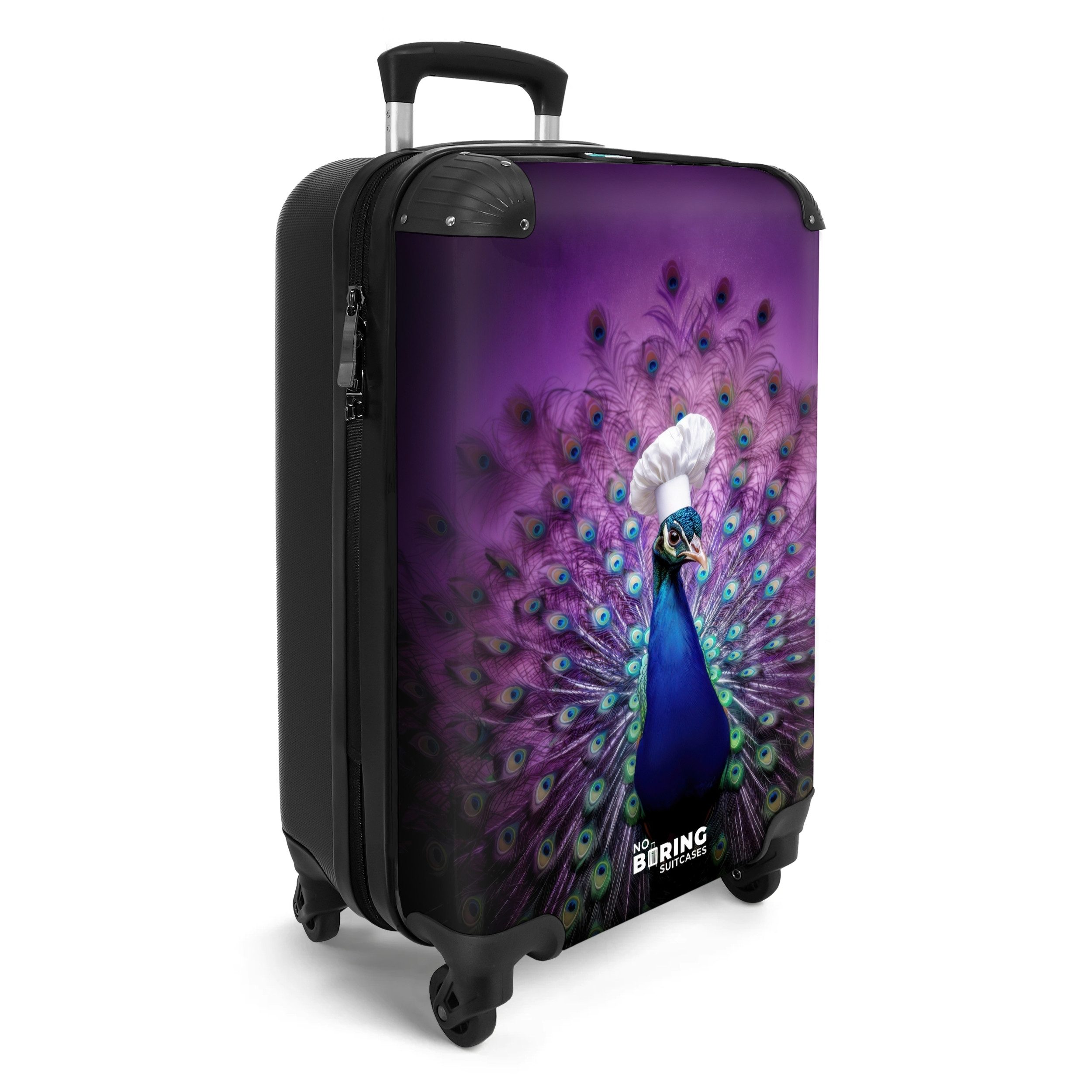 NoBoringSuitcases.com© Hartschalen-Trolley Pfau mit Kochmütze auf günstig online kaufen