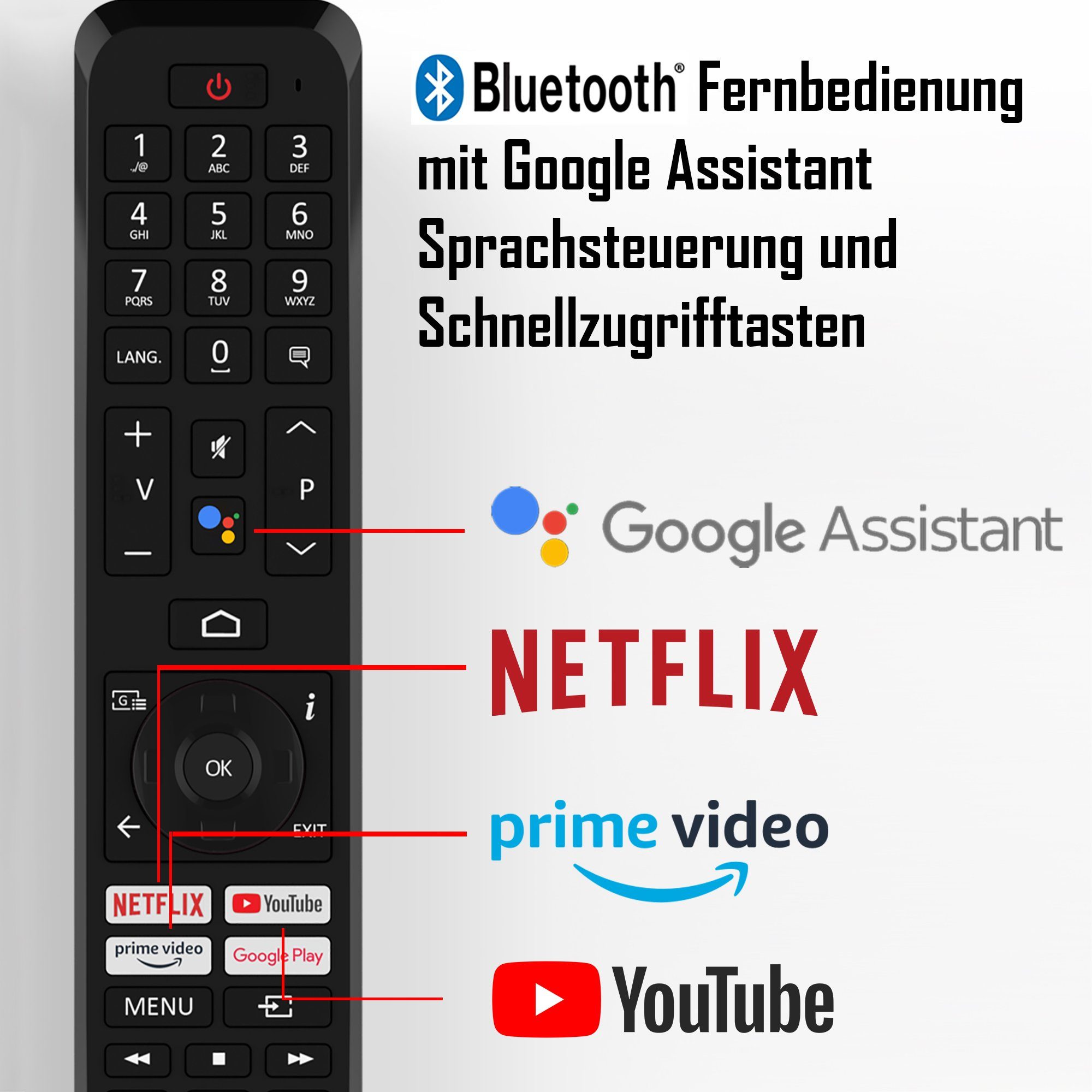Toshiba Zoll, Store, Android Play Fernseher Bluetooth) cm/32 TV, Triple-Tuner, Full Assistant, Google 32LA2B63DAZ LCD-LED (80 HD,