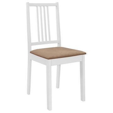vidaXL Esszimmerstuhl Esszimmerstühle mit Polstern 2 Stk. Weiß Massivholz (2 St)