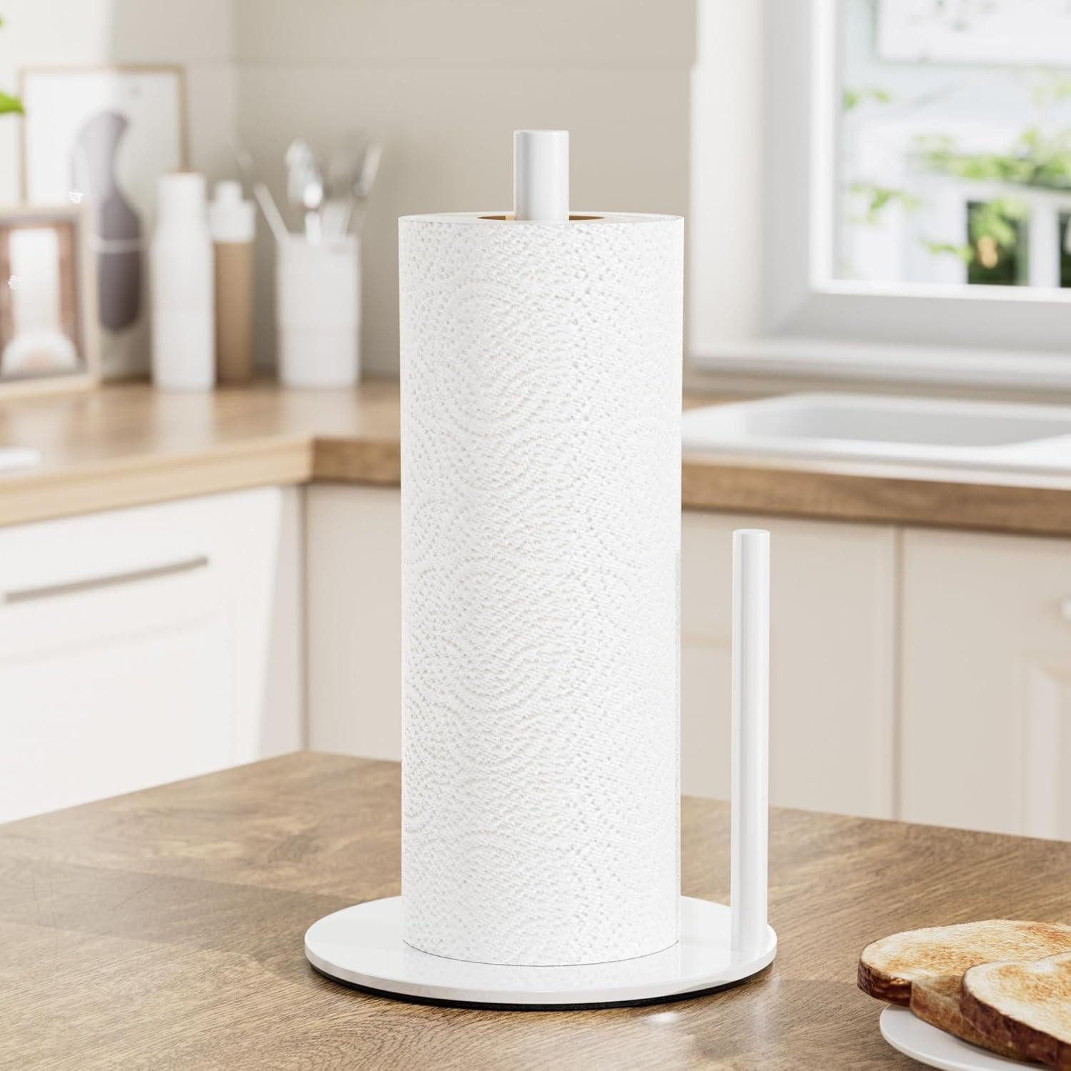 LuxusKollektion Küchenrollenhalter Küchenrollenhalter Arbeitsplatte Edelstahl stehend Easy to Tear Weiß