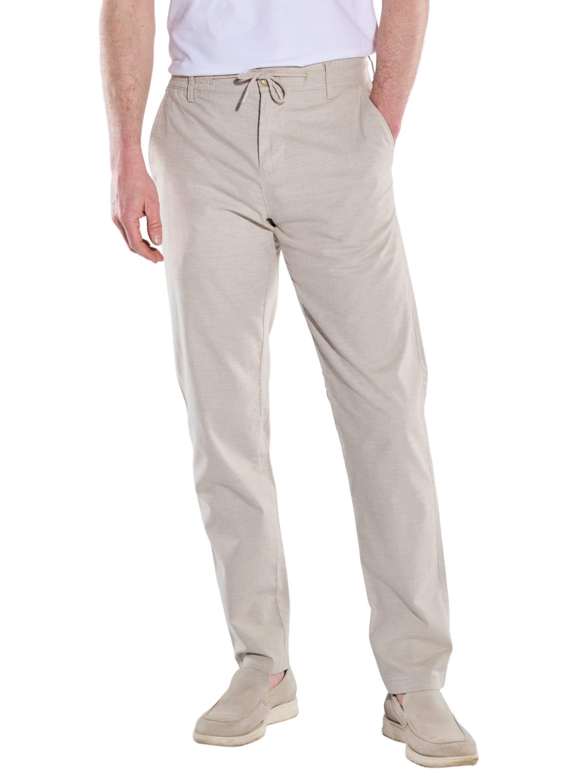 ENGBERS GERMANY Chinohose Herren Chino aus Leinenmix, Beige