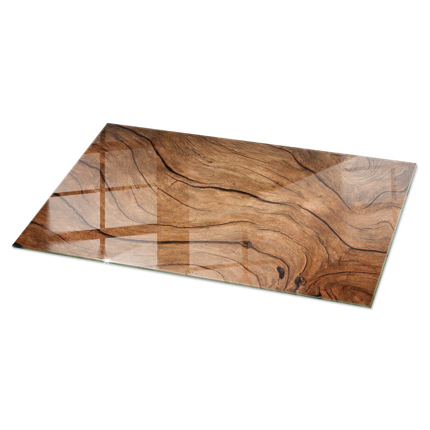 Tulup Tischplatte Oberplatte Tisch Glas Natürliches Holzmuster Couchtisch Glasplatte