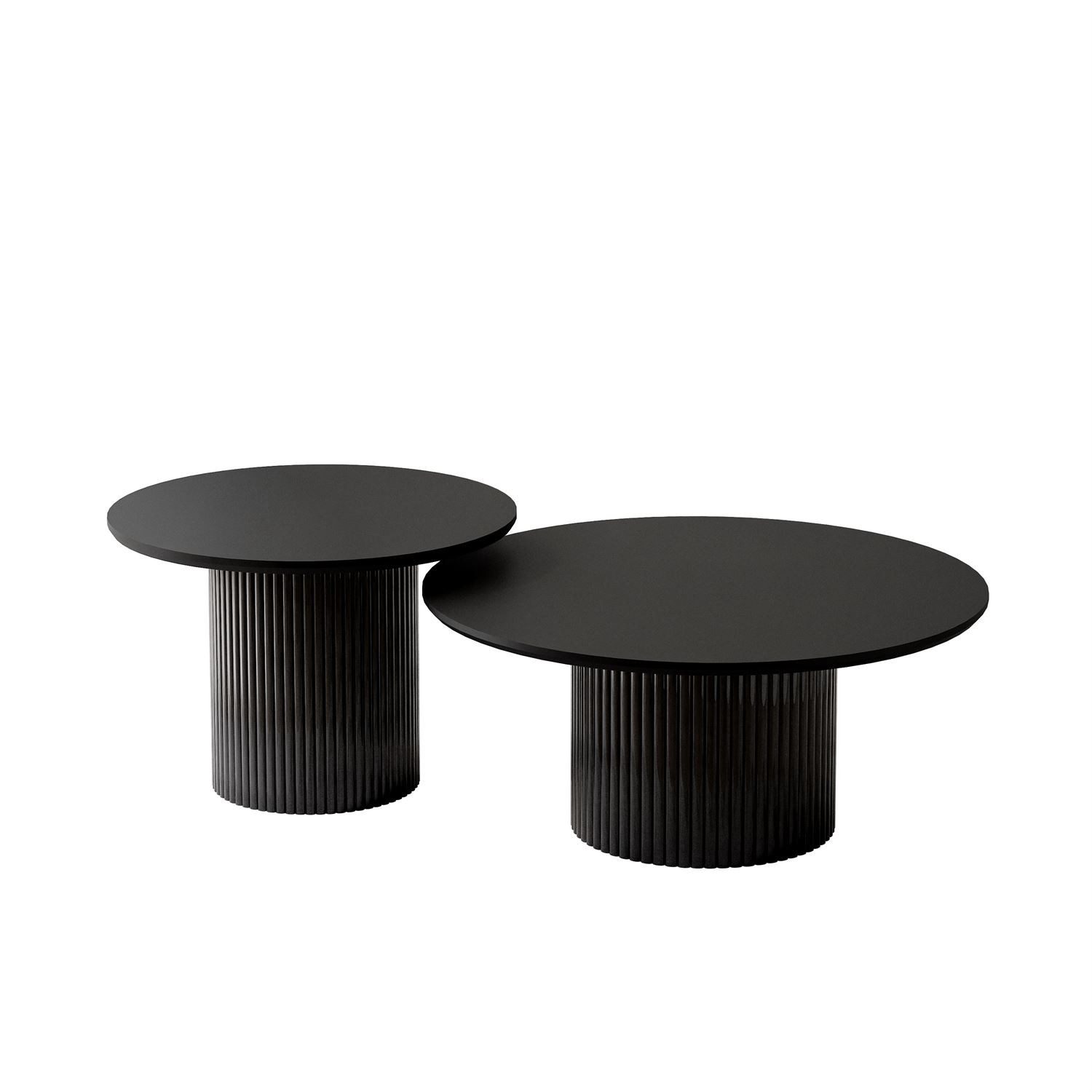 Lookway Couchtisch OVI-Tischset mit geriffelter Basis (2er Set), Durchmesser: ⌀80 cm und ⌀60 cm, Höhe: 36/42 cm – Bild 5 von 5