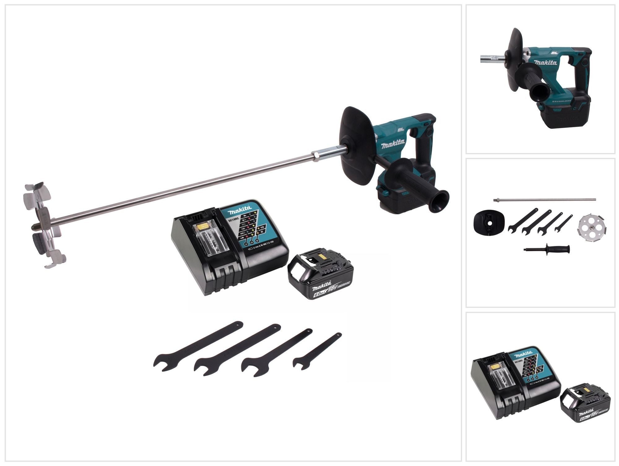 Makita Rührwerk DUT 130 RG1 Akku Rührgerät 18V M14 Brushless + 1x Akku 6,0Ah + Ladege