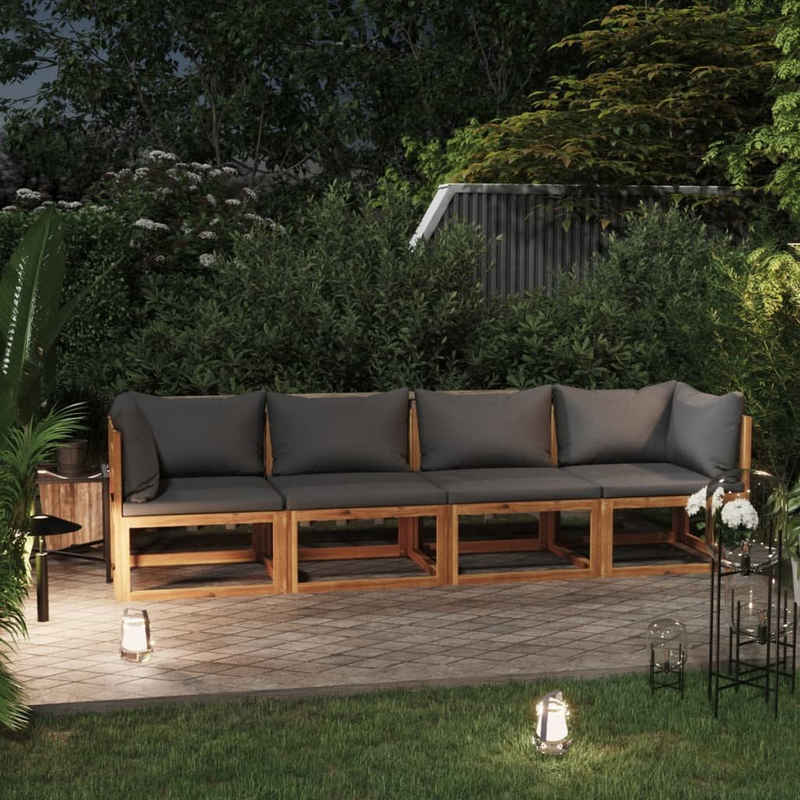 vidaXL Gartenlounge-Set 4-Sitzer-Gartensofa mit Auflage Akazie Massivholz, (1-tlg)