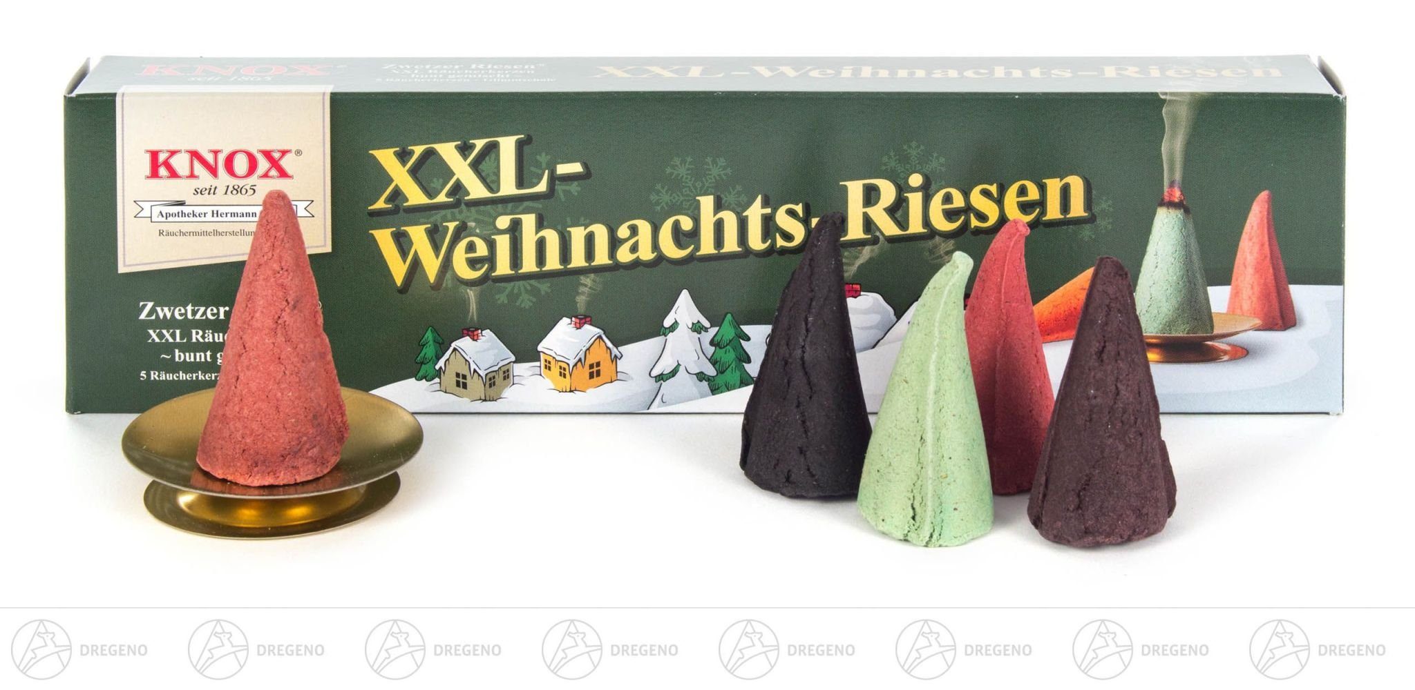 Dregeno Erzgebirge Räuchermännchen Zubehör KNOX Weihnachtsriesen inkl. XXL-Weihnachtsriesen (5), Glimmscha, XXL Räucherkerzen Räucherkerzen