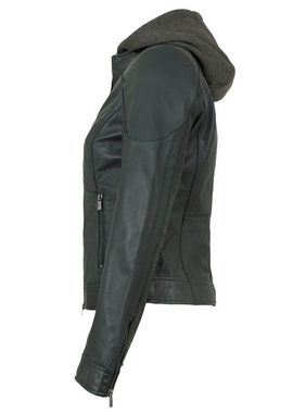 Jilani Lederjacke Francis Jilani - Damen Echtleder Lederjacke Lammnappa Kapuze dunkelgrün