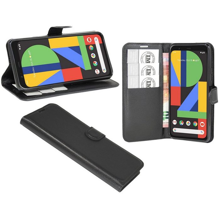 cofi1453 Handyhülle Hülle Tasche für Google Pixel 4 XL Kunstleder Schutzhülle Handy Wallet Case Cover mit Kartenfächern Standfunktion Schwarz