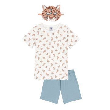 Petit Bateau Pyjama Petit Bateau Baumwoll-Pyjama mit Leoparden Print und Maske