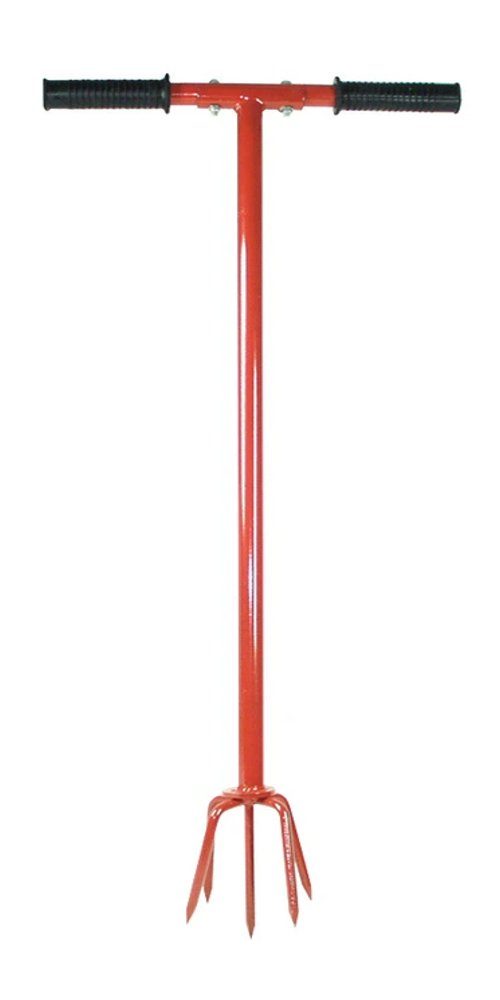 AnyTools Gartenpflege-Set Gartenkralle Erdkralle Kultivator 96 cm rot, mit 5 Zinken und Handgriff