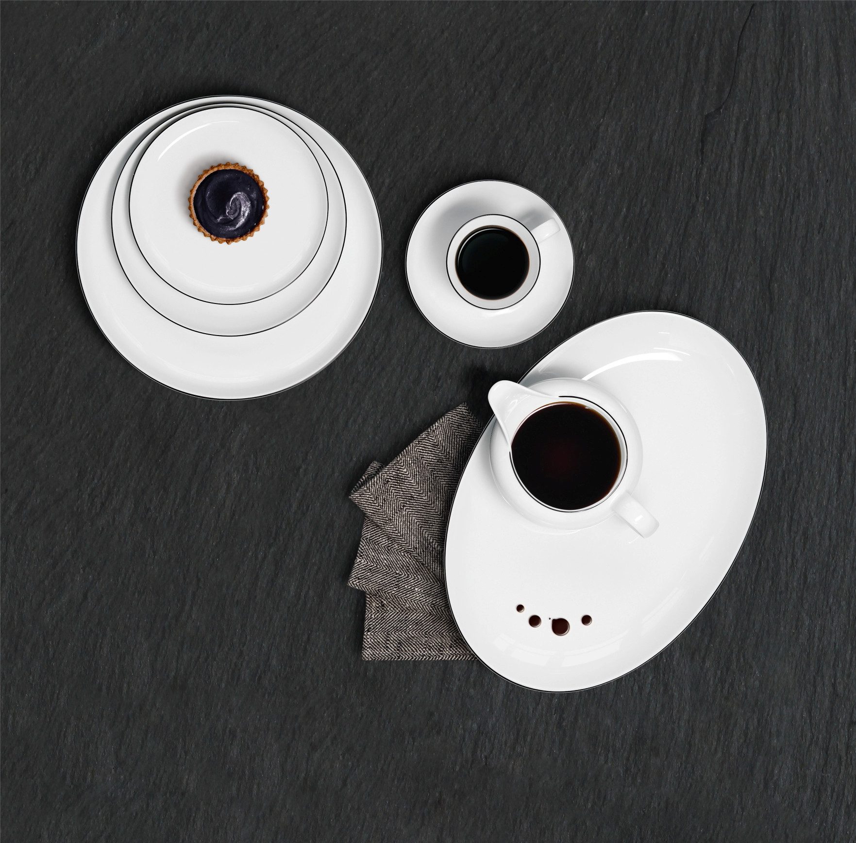 Seltmann Weiden Sauciere Lido Black Line, Porzellan, (1-tlg), Schale, 0,50 l