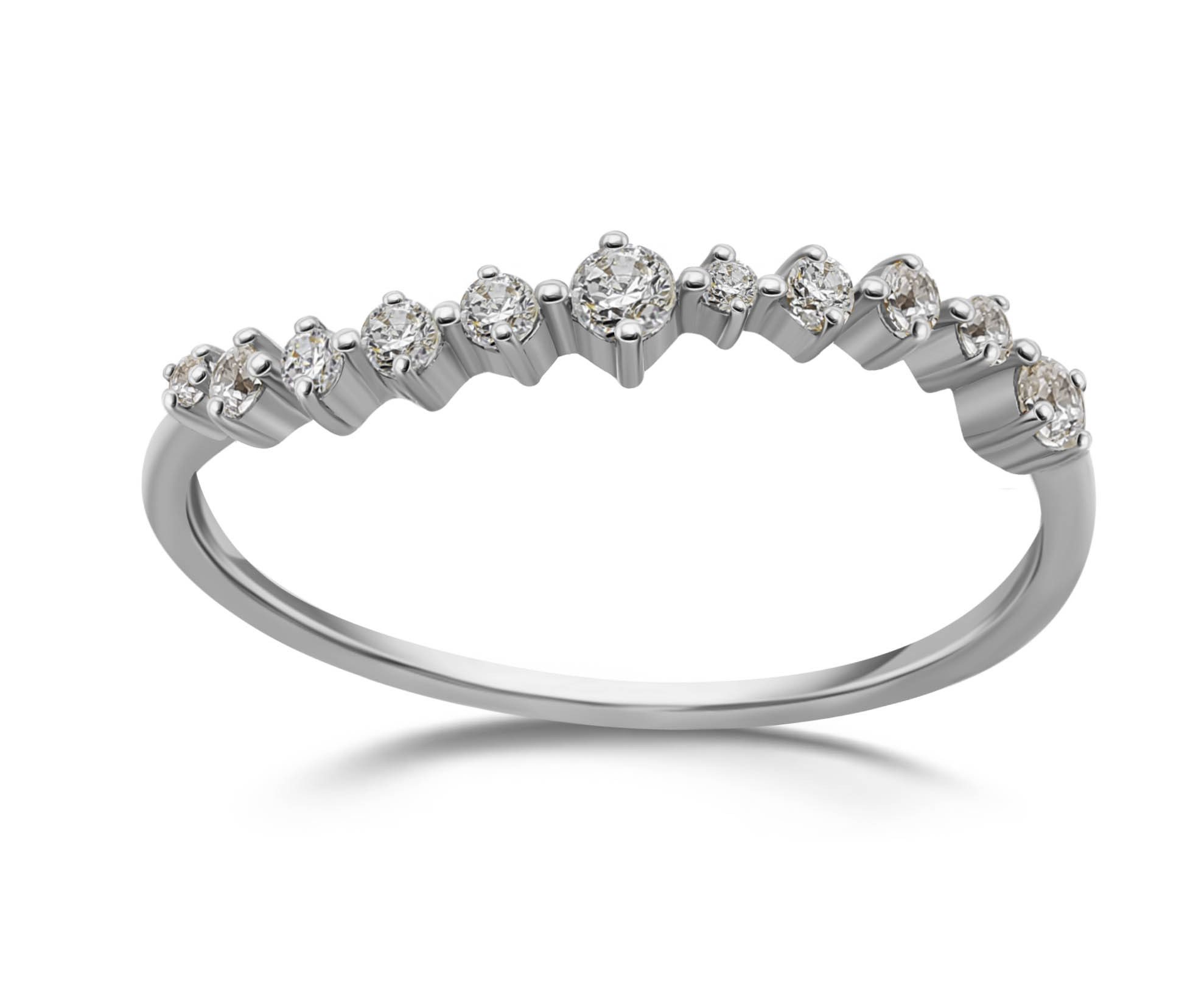 Sternvoll Fingerring Stapelring/Beisteckring filigran & funkelnd, 925 Sterling Silber - 14K vergoldet - Rhodiniert