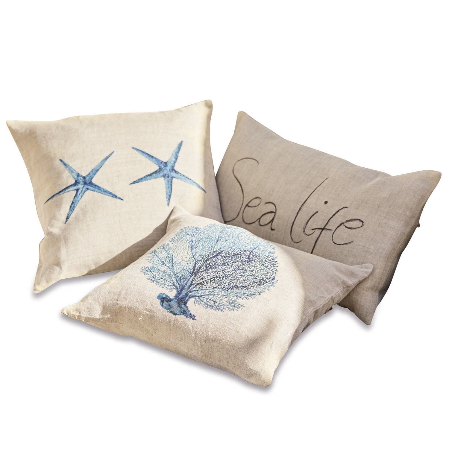 Mirabeau Kissenhülle Kissenhülle 3er Set Sea life beige/blau günstig online kaufen