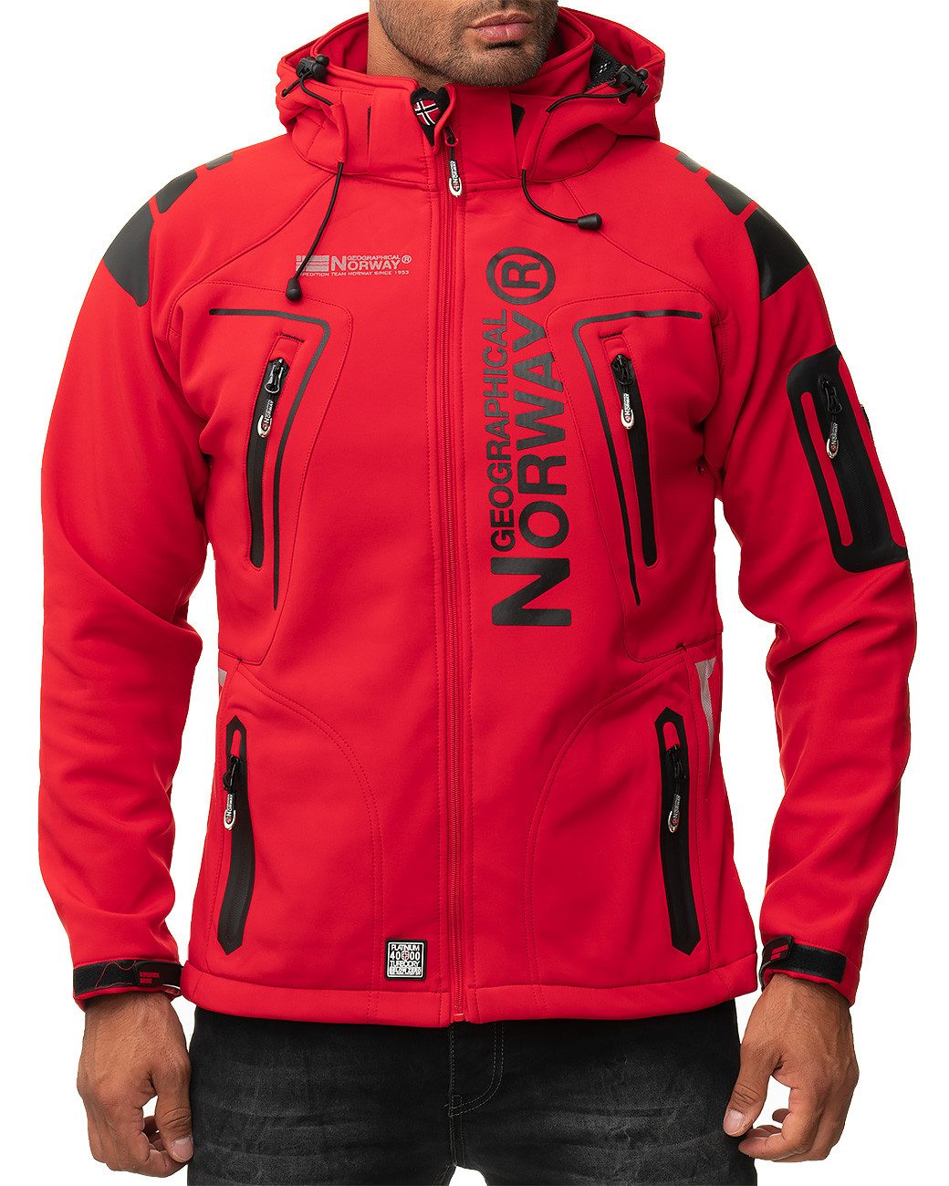 Geographical Norway Softshelljacke Herren Regular Fit Jacke batechno men Red S Wärmeisolierend für optimalen Komfort