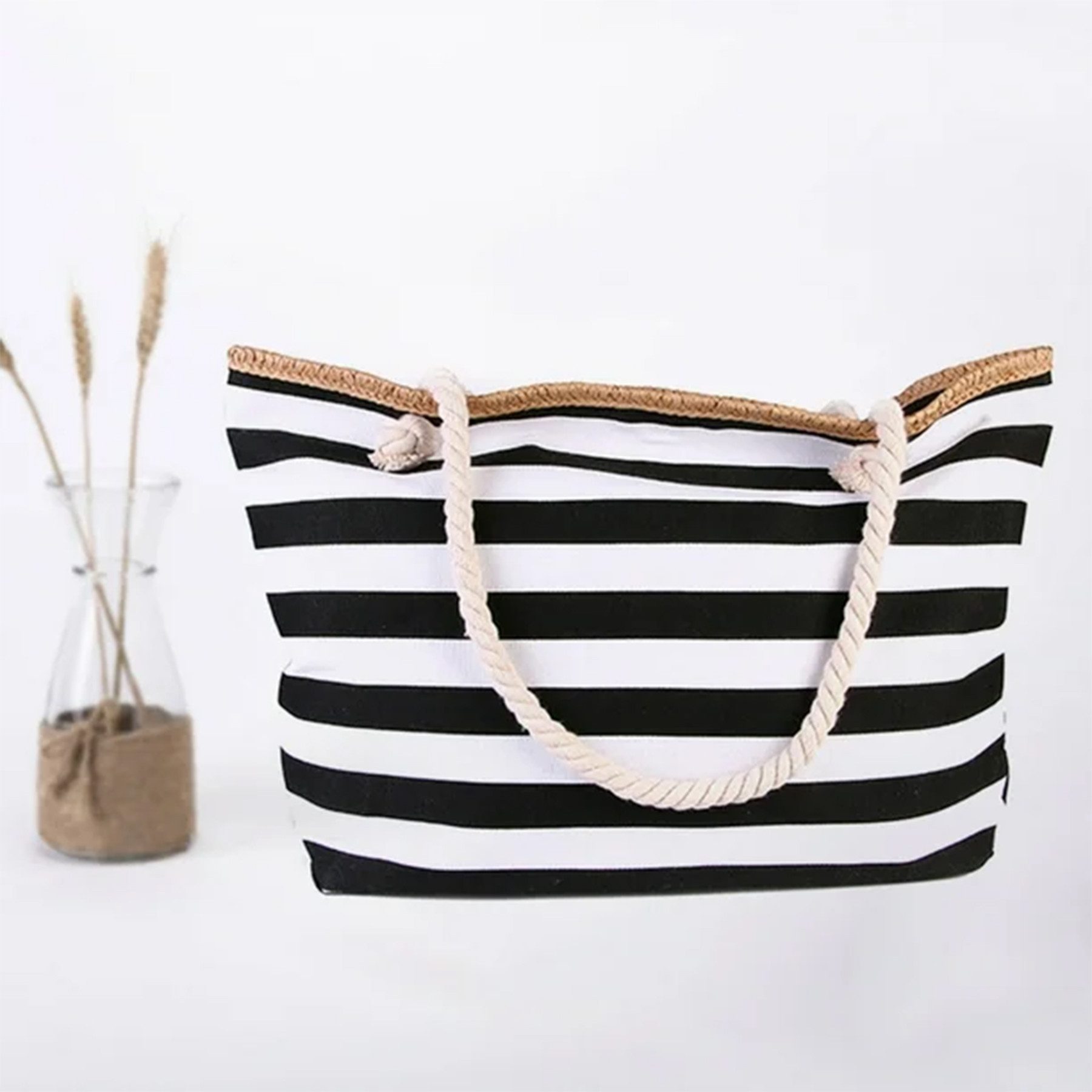 Mutig Strandtasche Große Strandtasche mit Reißverschluss XXL Familie Beach Tote Bag (Große Shopper Damen Sporttasche Schultertasche, Tragetasche, Shopping Bag,  – Bild 5 von 5