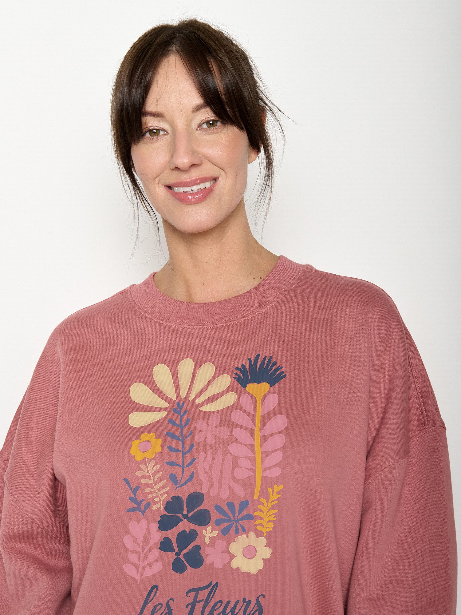 GreenBomb Sweatshirt Core Les Fleurs (1) 100% Organic Cotton, GOTS, weit geschnitten, Rundhals