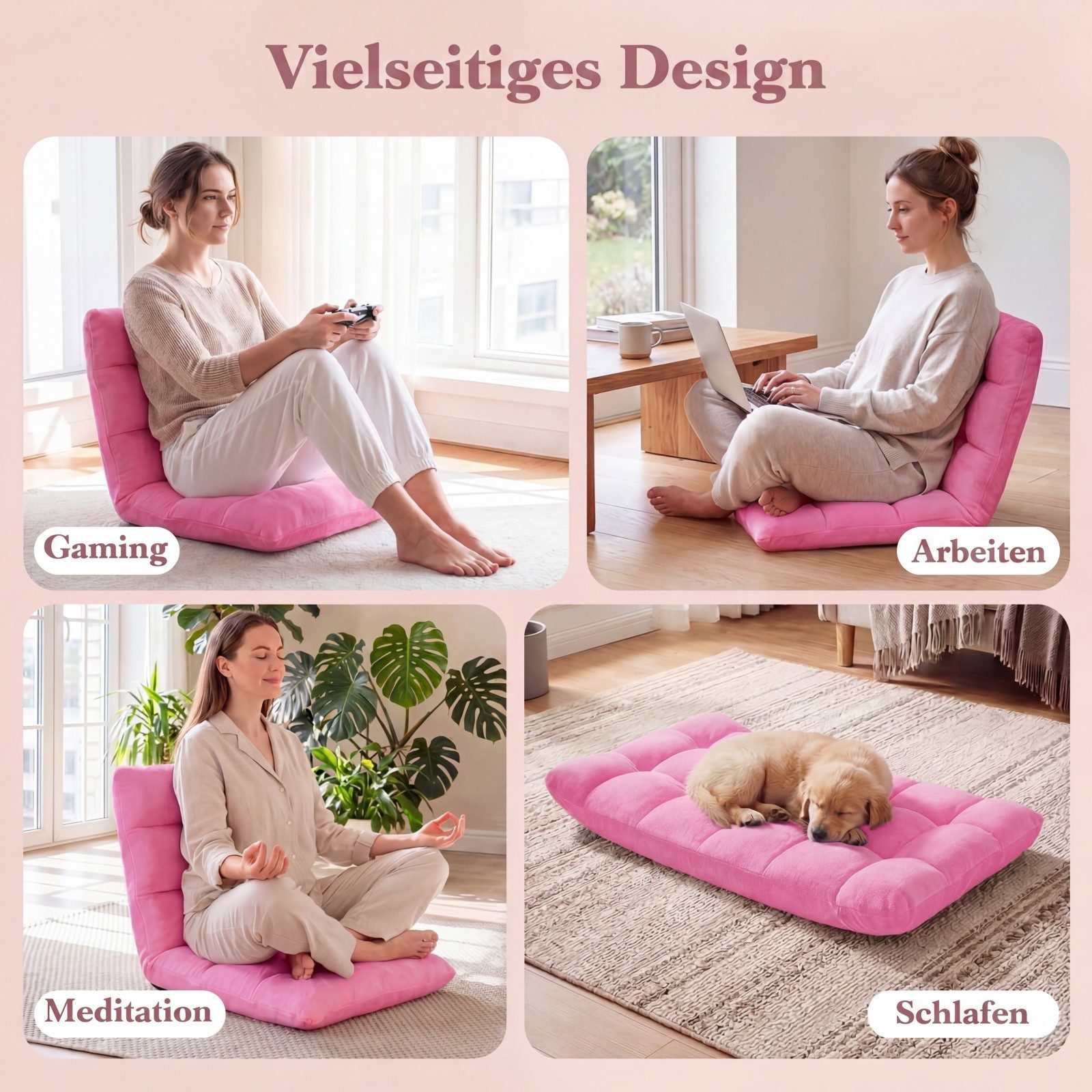 COSTWAY Relaxsessel, Bodensessel gepolstert mit verstellbarer Rückenlehne 150kg