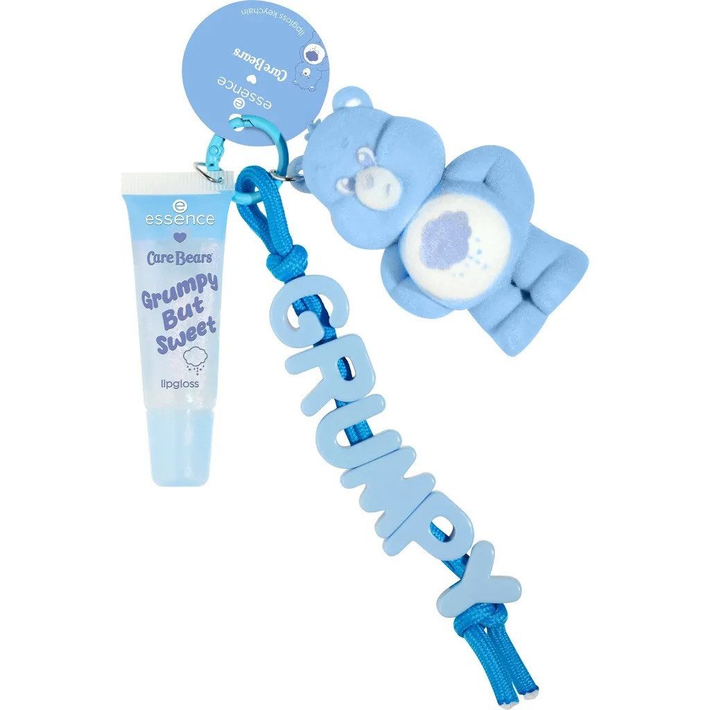 Essence Lipgloss Care Bears Lipgloss Keychain 01 Grumpy But Sweet, Blaubeer-Duft, Schimmerpartikel