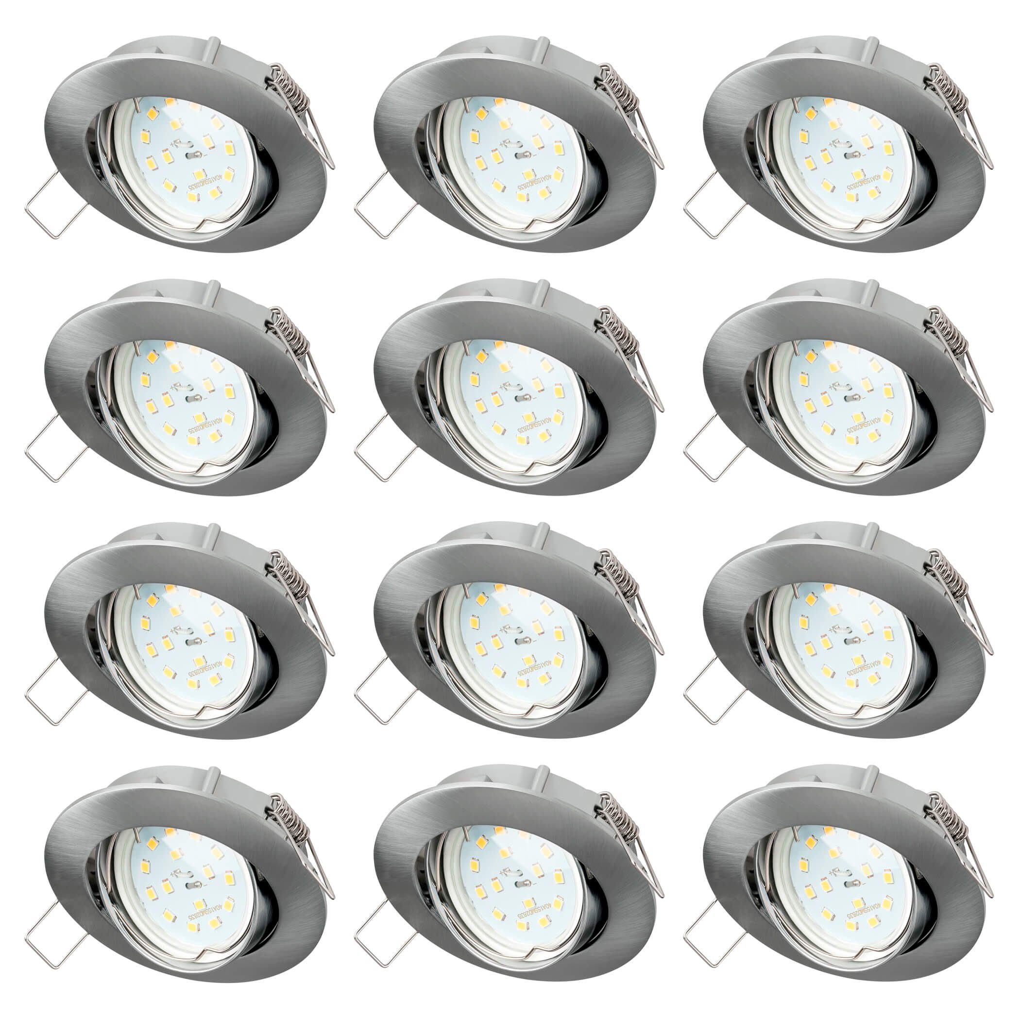 SEBSON LED Einbaustrahler Einbaustrahler Alu schwenkbar inkl. LED Modul 5W,  Lochdurchmesser 75mm, Lieferumfang: 12x Einbaurahmen Typ 11 von SEBSON®;  12x LED Modul von