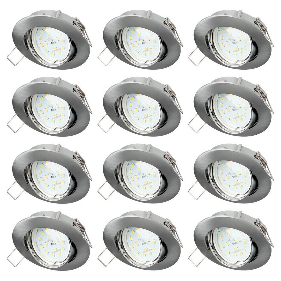 SEBSON LED Einbaustrahler Einbaustrahler Alu schwenkbar inkl. LED Modul 5W,  Lochdurchmesser 75mm, Lieferumfang: 12x Einbaurahmen Typ 11 von SEBSON®;  12x LED Modul von