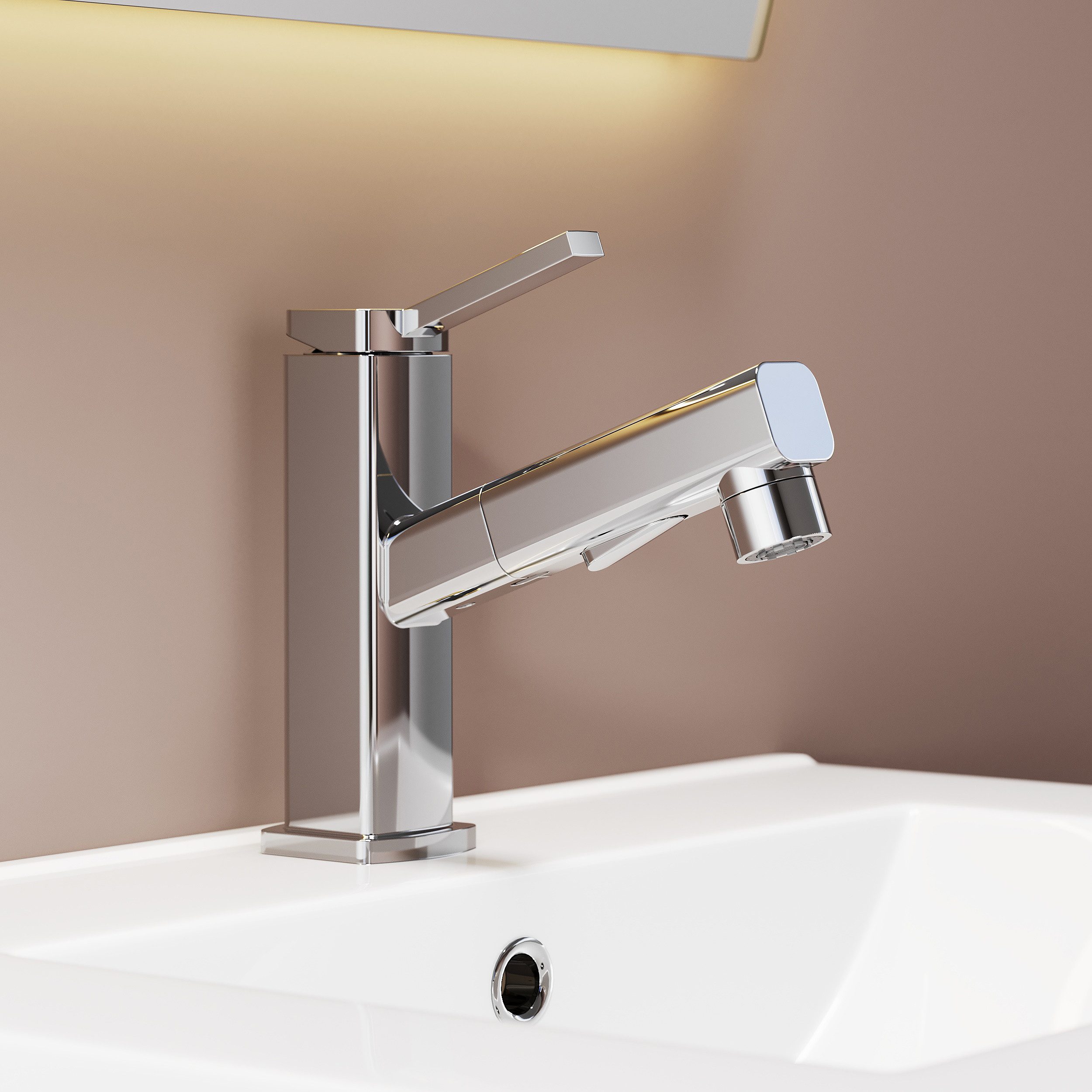SONNI Waschtischarmatur Waschtischarmatur Badarmatur mit Ausziehfunktion Oberwasser-Munddusche 2 Strahlarten, Keramikkartusche,flexibel,waschbeckenarmatur