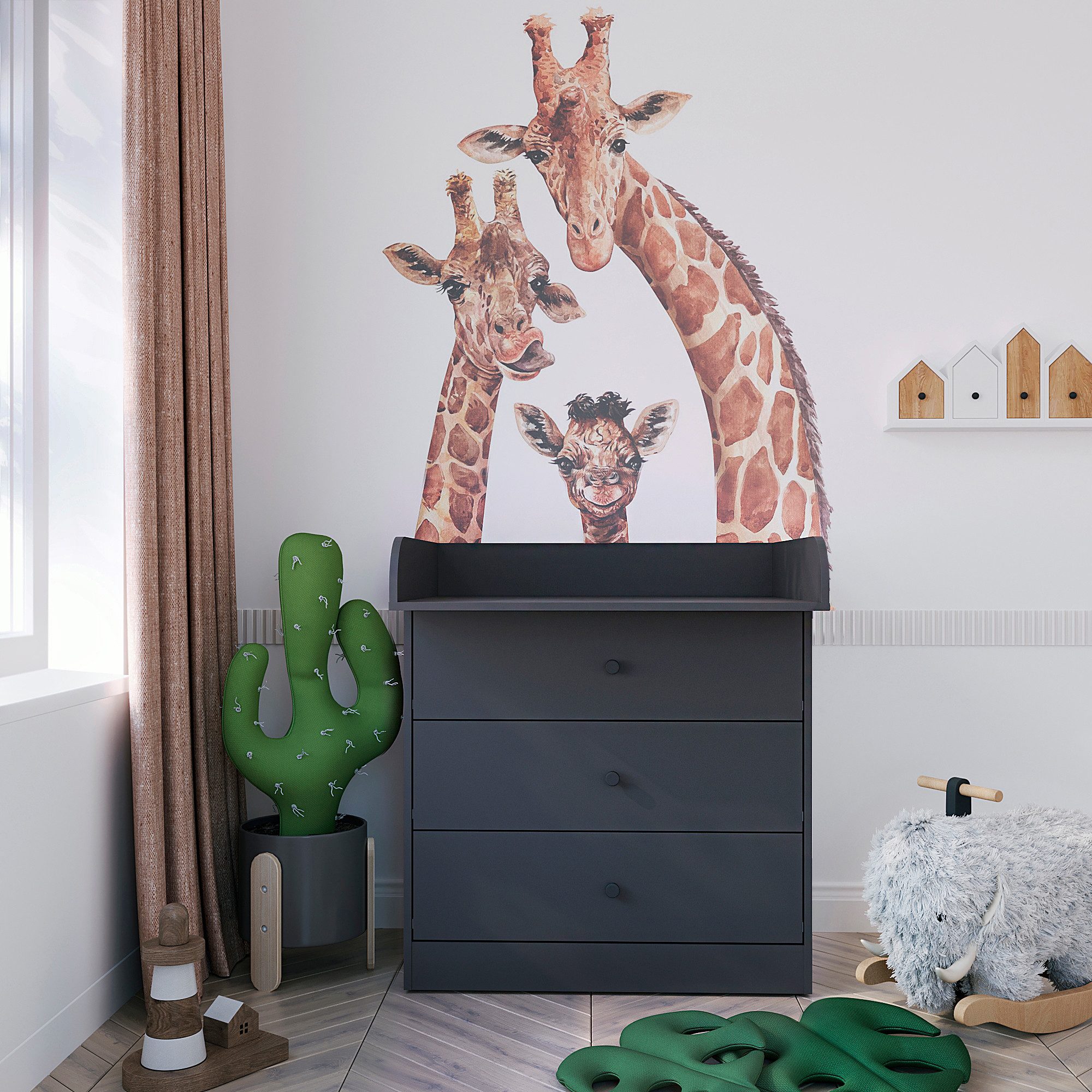 KOMTO Wickelkommode mit Schubladen - Baby Kommode mit Wickelaufsatz, Wickeltisch M3, Wickeltisch, Wickelschrank mit Abnehmbarer Wickelsatz Weiß, Lulliblox – Bild 2 von 5