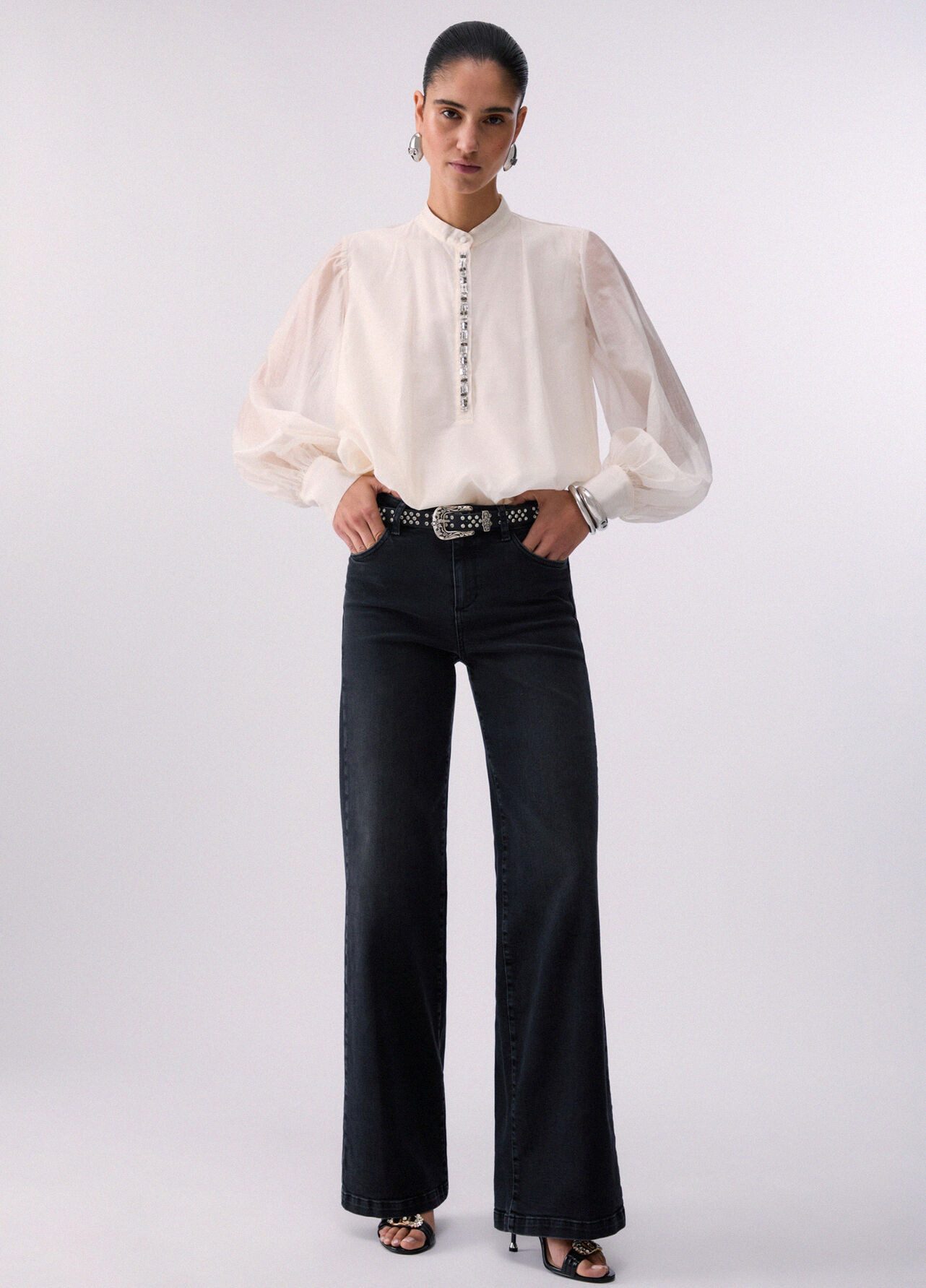 Liu Jo Langarmbluse TUNICA TS NAV - Bluse Damen - elegant - Musselinbluse - weiß