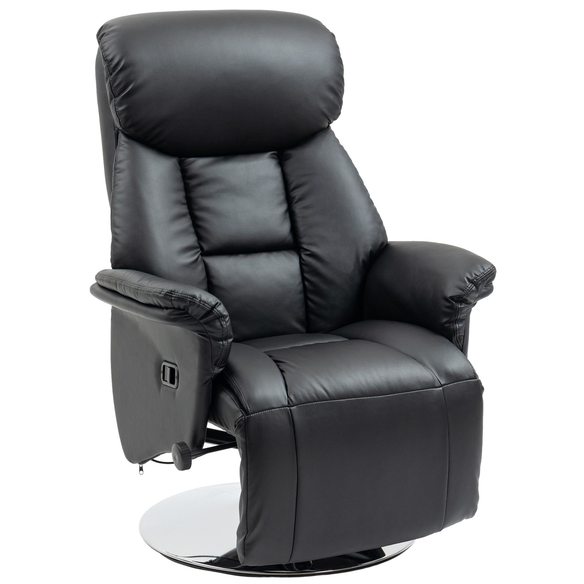 HOMCOM Relaxsessel TV-Sessel mit Manuell Verstellbar Rückenlehne (Fernsehsessel, 1-St., Liegesessel), für Wohnzimer, Schwarz
