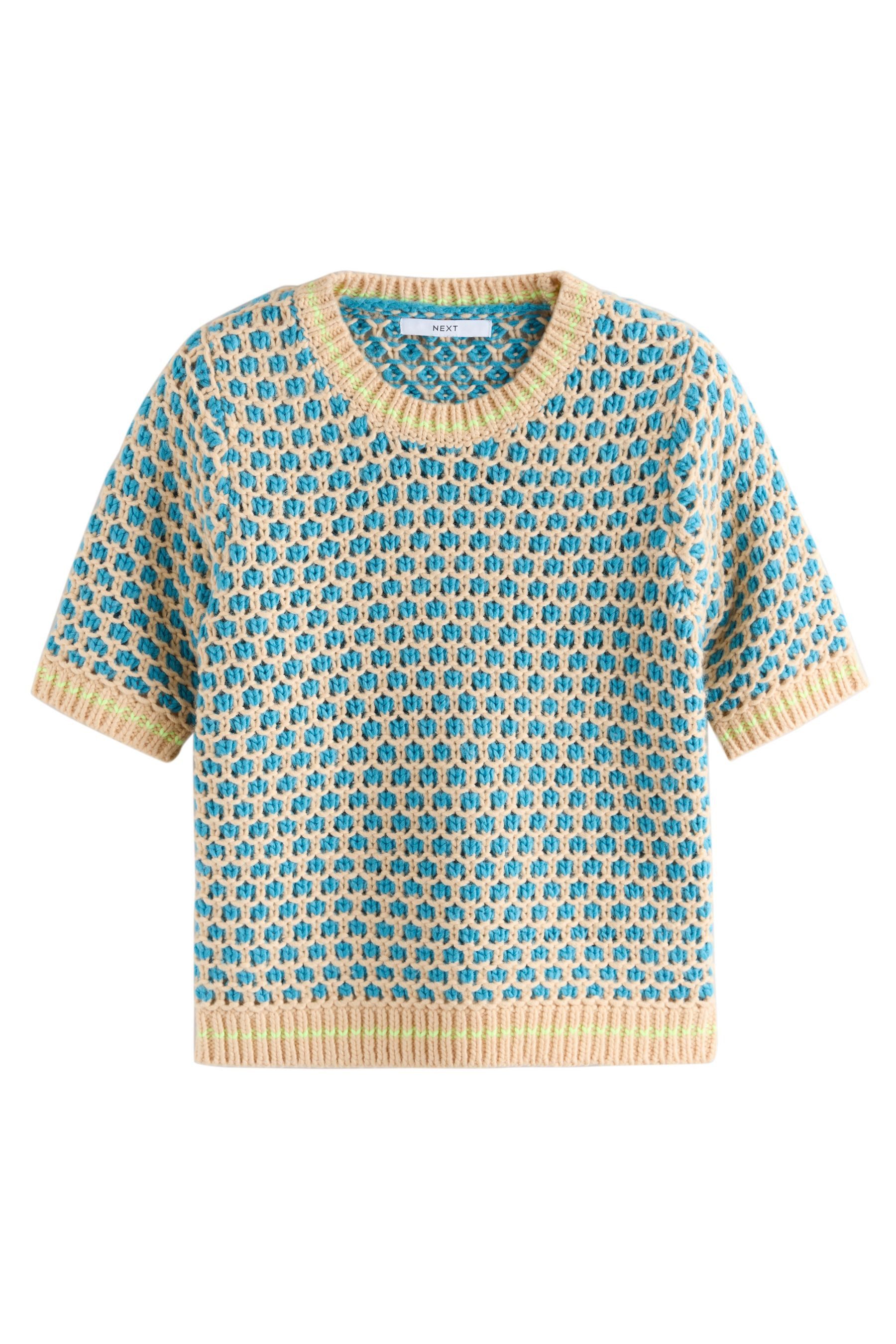 Next T-Shirt Kurzarm-T-Shirt aus Strick mit Rundhalsausschnitt (1-tlg)