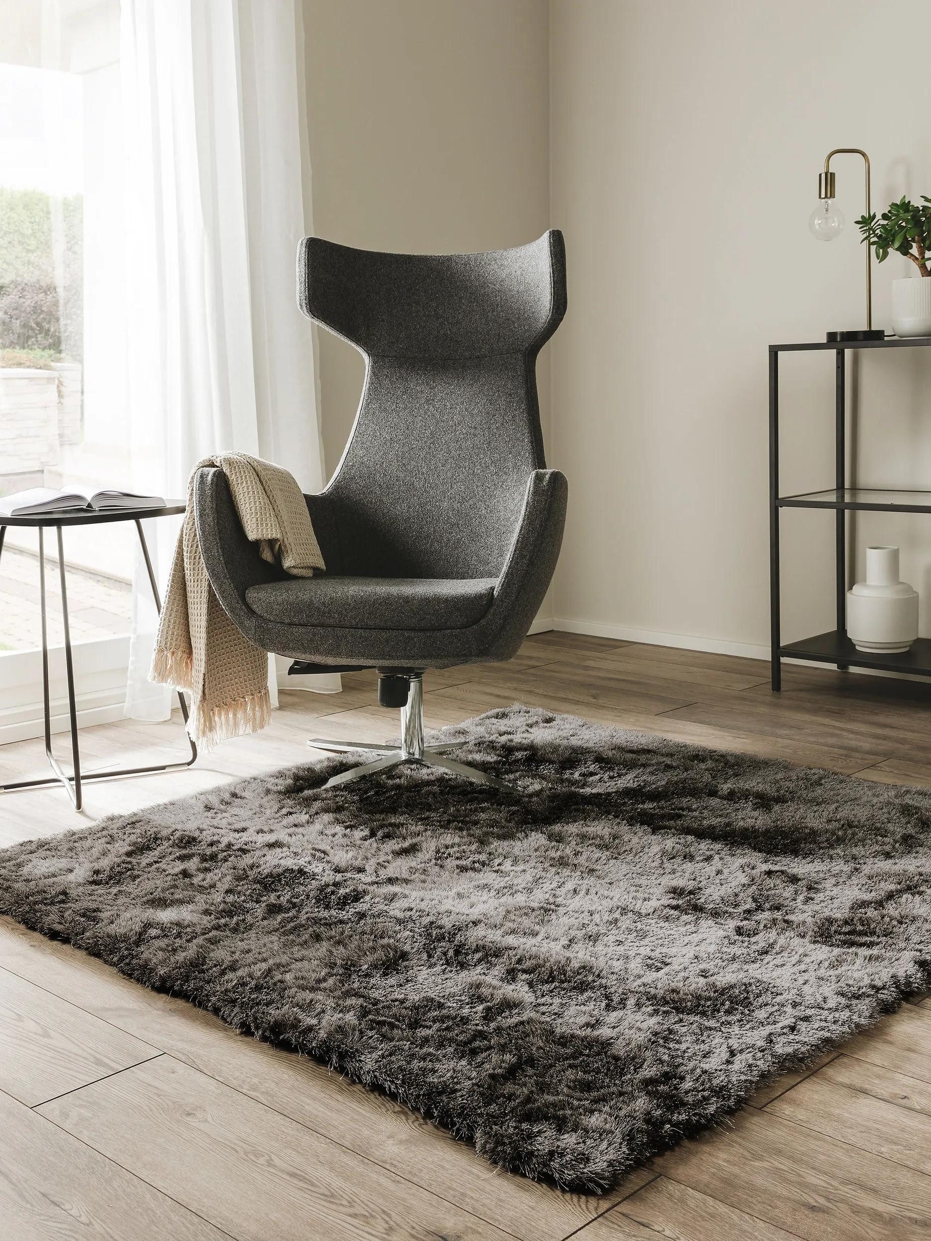 benuta Teppich Whisper, quadratisch, Höhe: 31 mm, Hochflorteppich Wohnzimmer, Schlafzimmer, Esszimmer, Flur, Weich