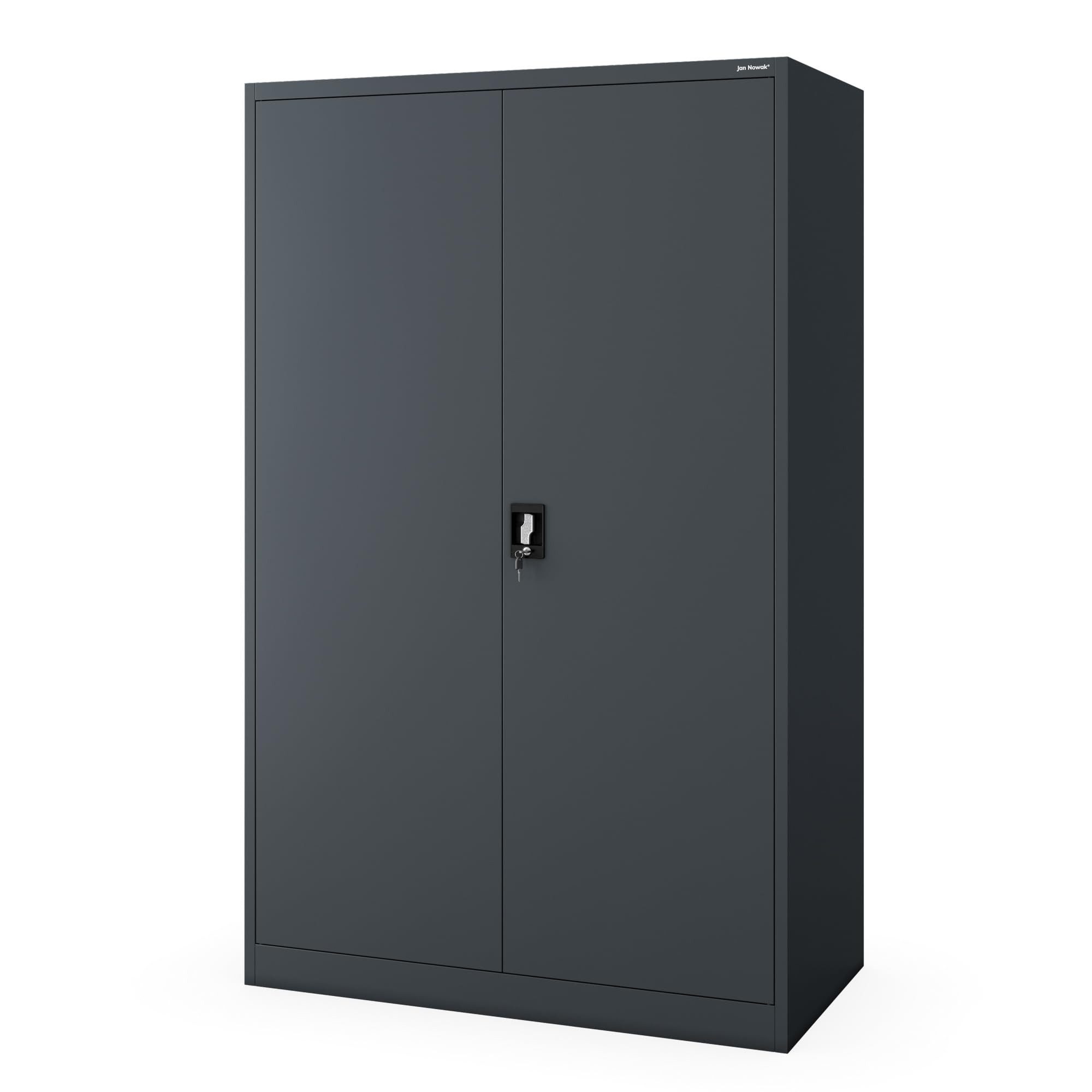 Jan Nowak Aktenschrank Metall Büroschrank abschließbar 115 cm JAN II D600 4 Böden (Stahl 0,6 mm Wandmontage möglich PZH-zertifiziert 4 Farben) Ordnerschrank 70 Ordner Schloss 2 Schlüssel Tiefe 60 cm robust