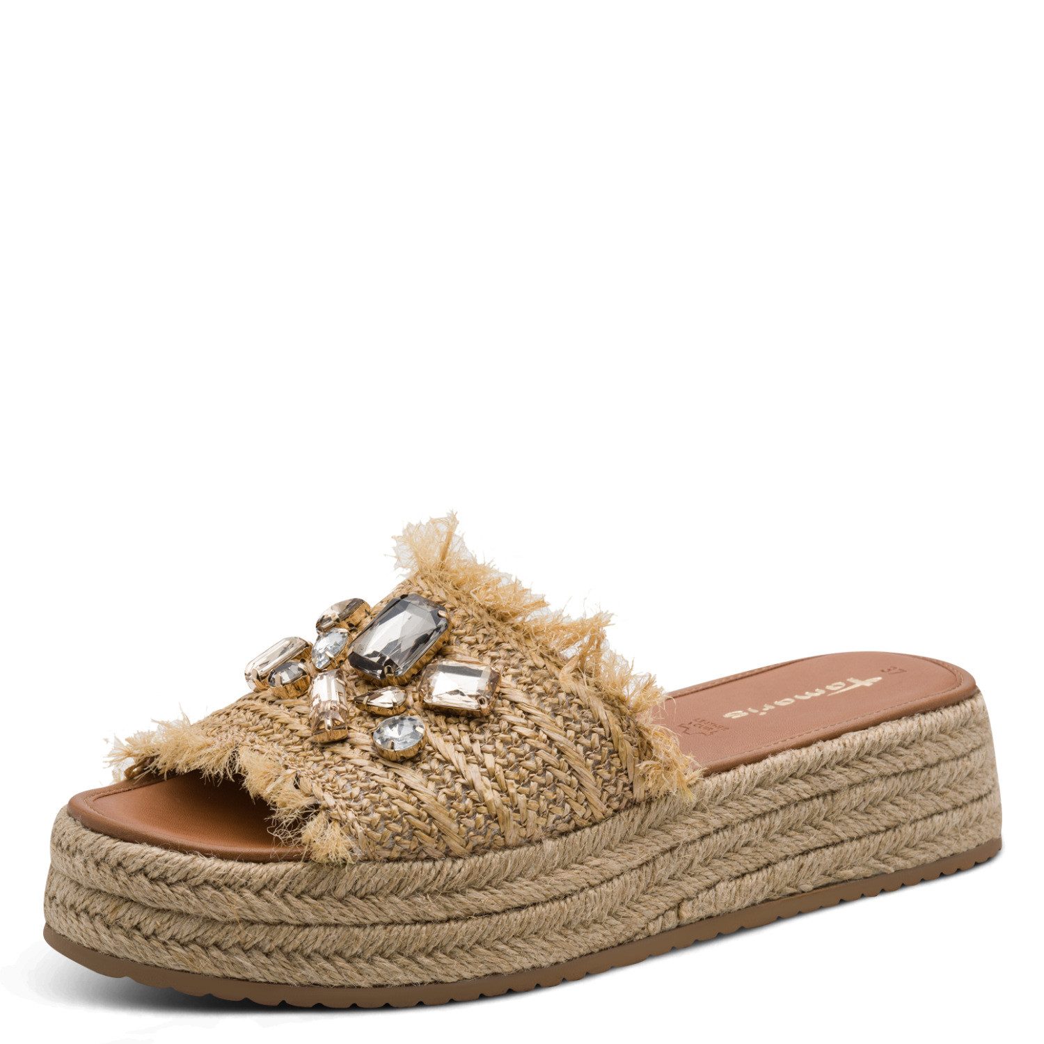 Tamaris Pantolette Plateau, Schlüpfschuh, Sommerschuh mit funkelnden Schmucksteine