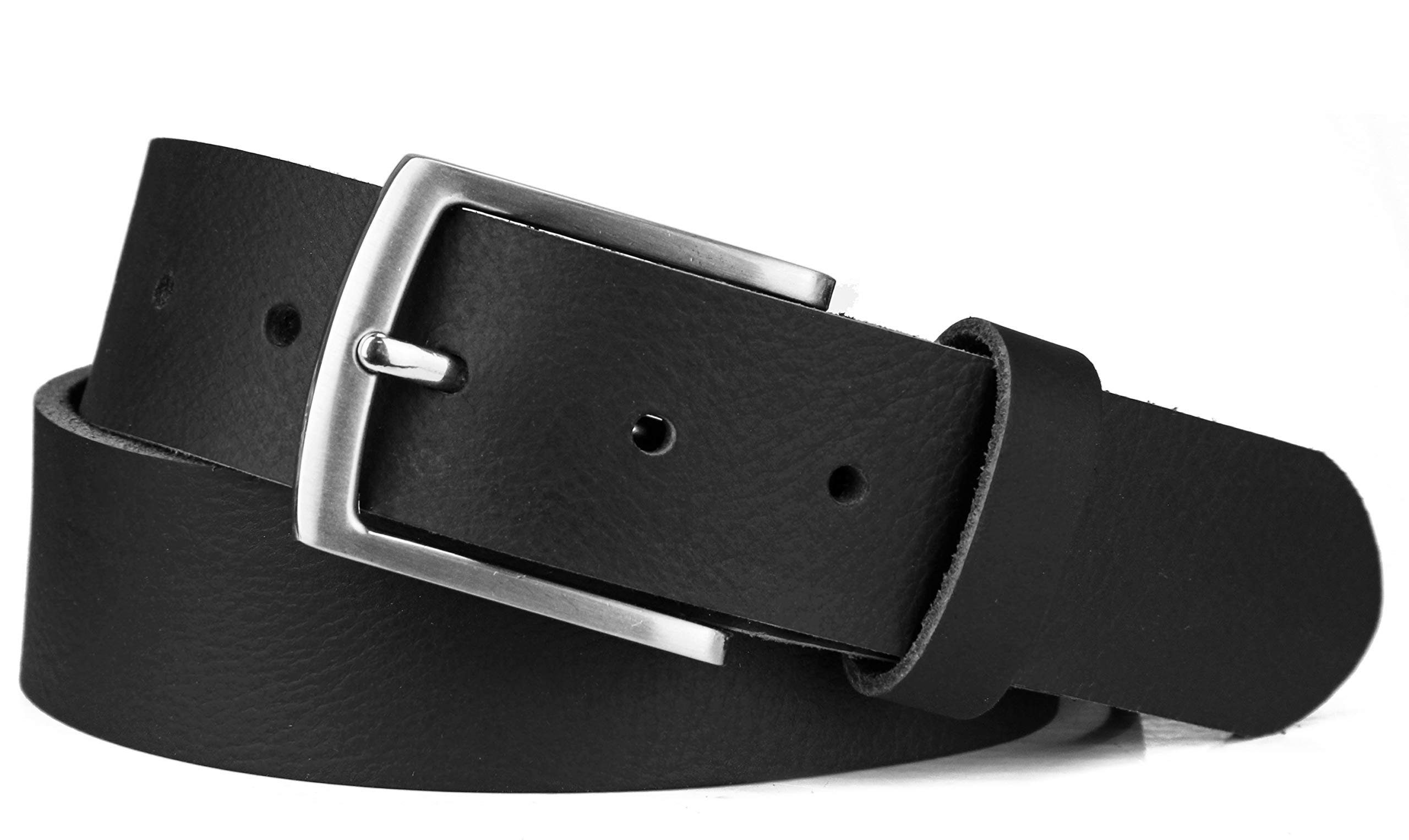 Frentree Ledergürtel aus 100% Echtleder, MADE IN GERMANY 3,8 cm breiter Gürtel aus Leder, kürzbar, Schwarz | Anzuggürtel