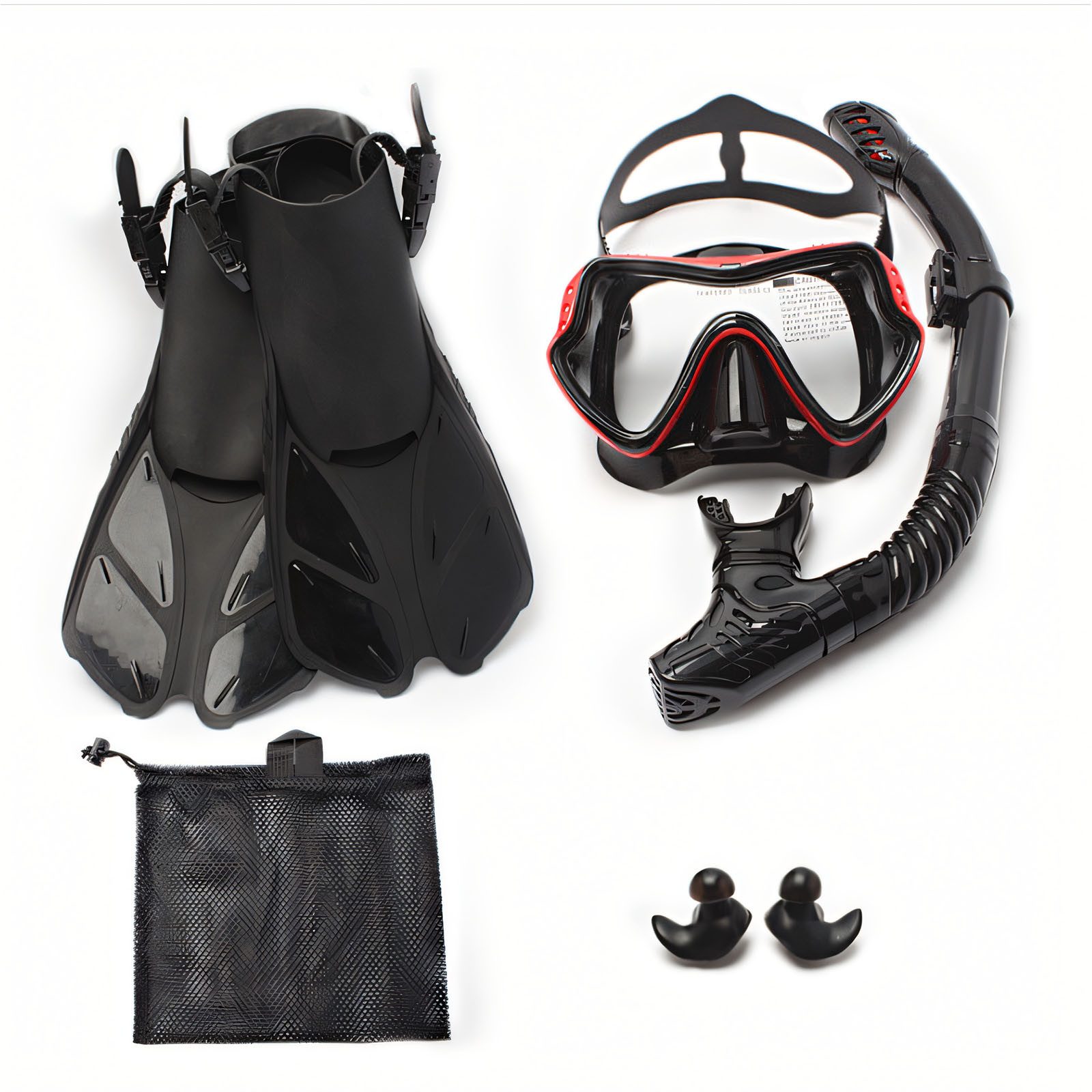 STILVORA Трубка 3er-set Tauchausrüstung Трубкаmaske Taucherbrille mit Ласты (Anti-Leck Anti-Fog Tauchmaske aus Gehärtetem Glas, 4 St., Dry Трубка mit Schwimmflossen Трубкаflossen und Ohrstöpsel), Männer Frauen Erwachsene Ласты Trocken Трубка Schwimmen Tauchen