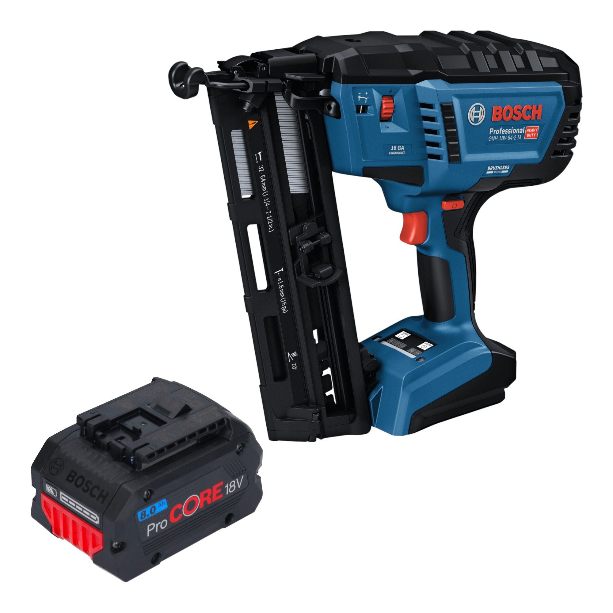 Bosch Professional Nagler GNH 18V-64-2 M Professional 18 V + 1x ProCORE Akku 8,0 Ah - ohne Lader