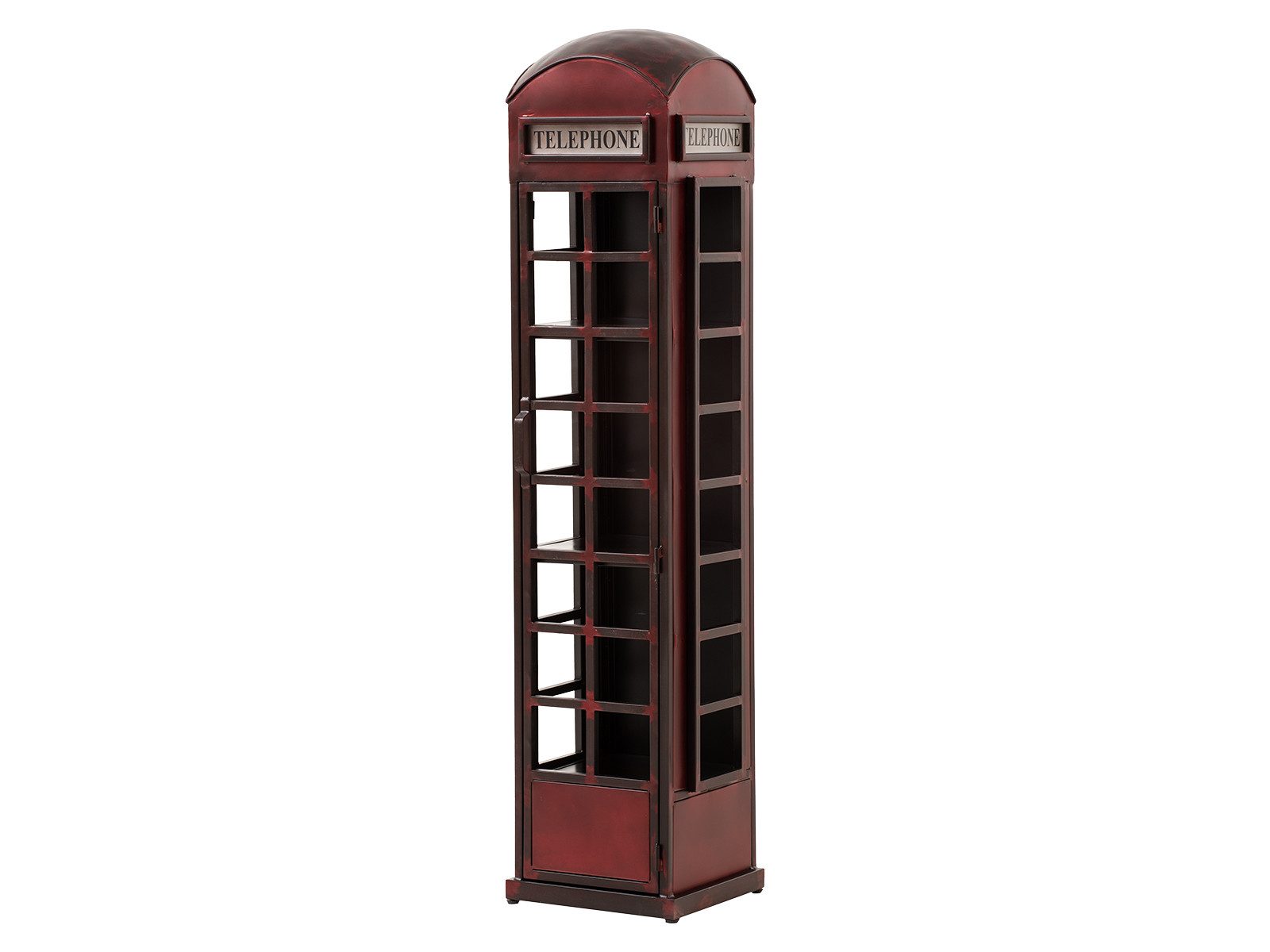 massivum Hochschrank Telefonzelle schmal Metall rot