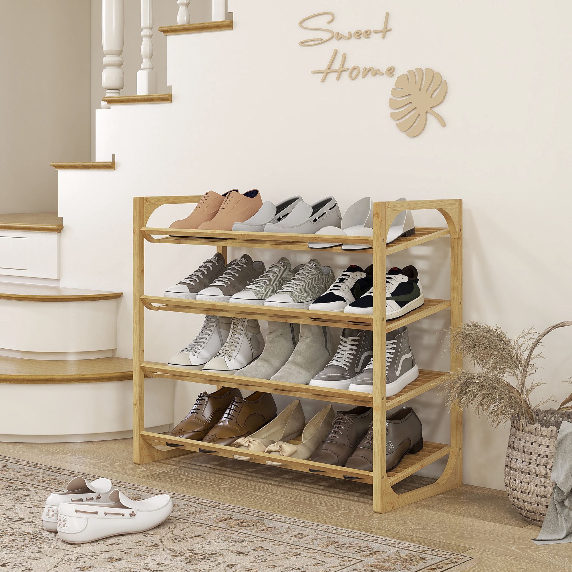 HOMCOM Schuhregal aus Bambus, für 12 günstig online kaufen