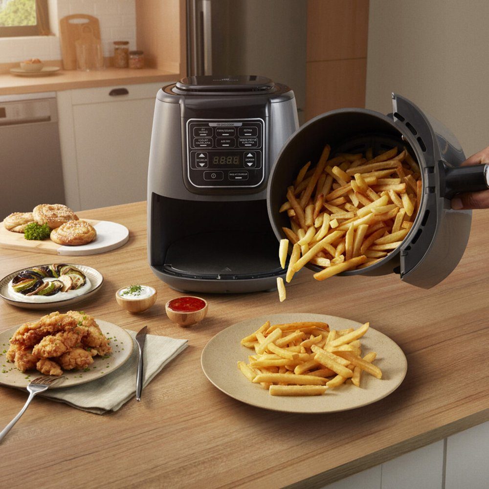 Karaca Heißluftfritteuse Karaca Air Cook XL 2 in 1 Airfryer Heißluftfritteuse Fritteuse 4L, 1550W – Bild 4 von 5